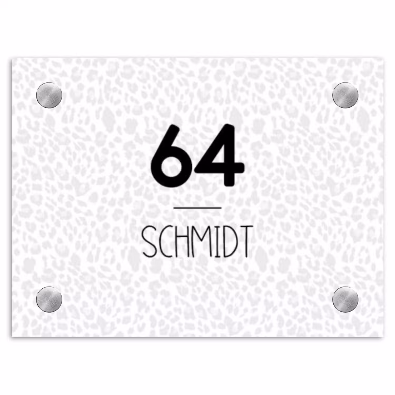 Lichtgrijs luipaard - Modern Naambord Rechthoek middel -3d