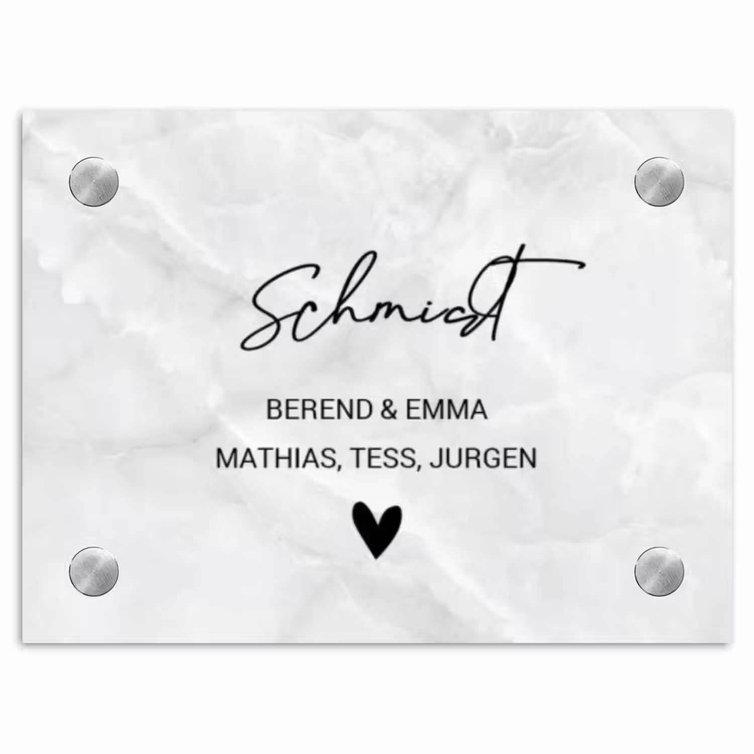 Lichtgrijs marmer - Sierlijk Naambord Rechthoek middel -3d