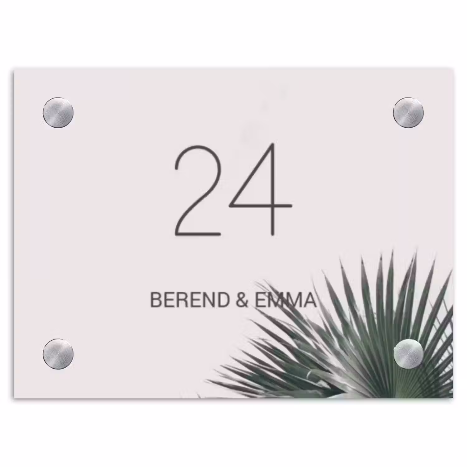 Lichtroze met palmblad - Klassiek Naambord Rechthoek middel -3d