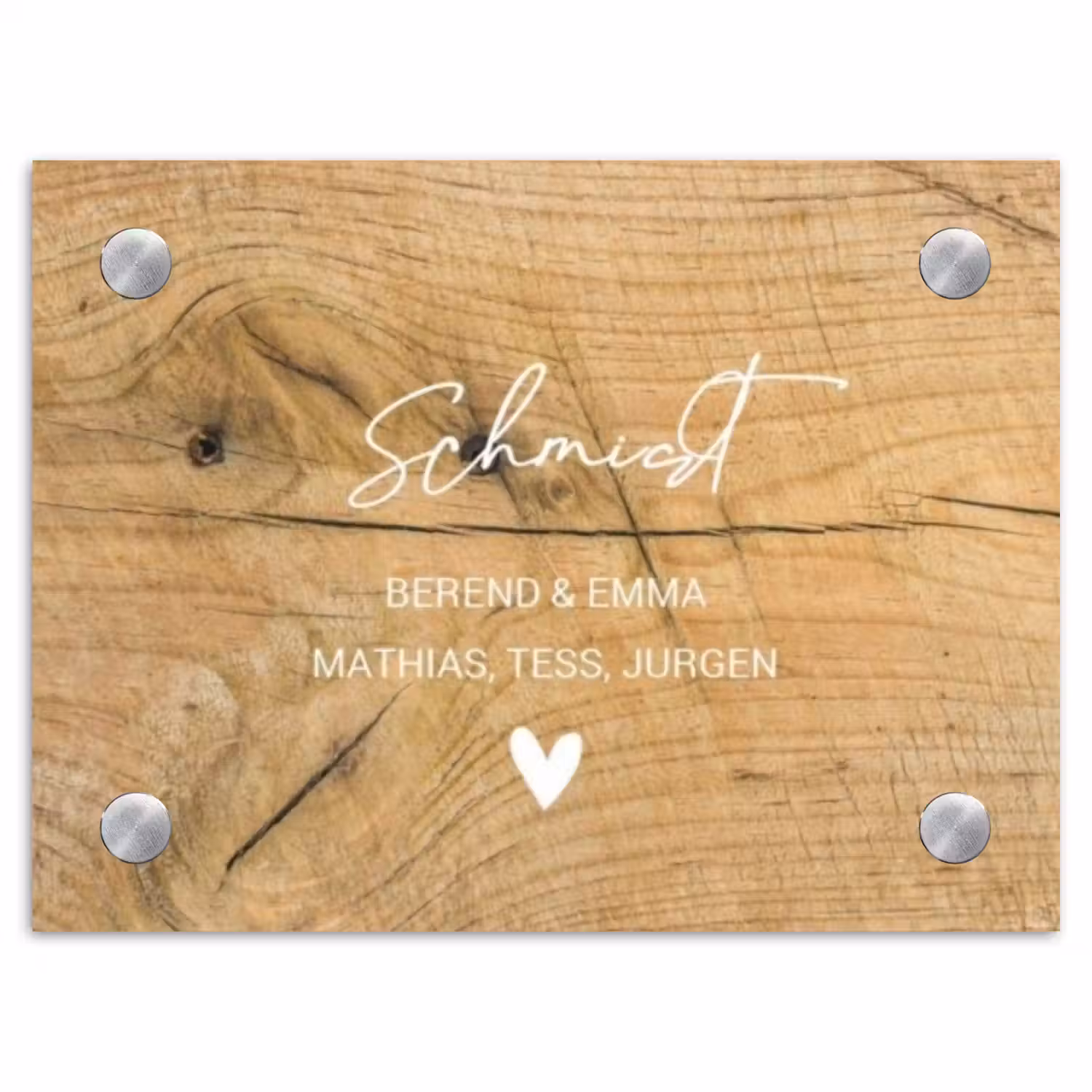 Hout - Sierlijk Naambord Rechthoek middel -3d