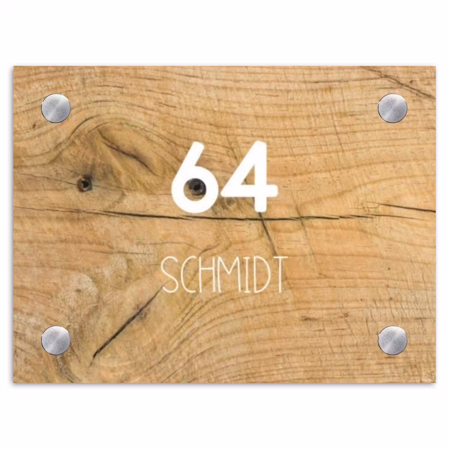 Hout - Modern Naambord Rechthoek middel -3d