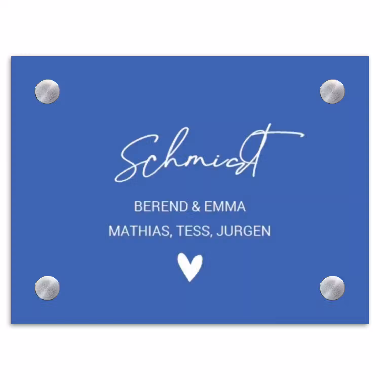Kobaltblauw - Sierlijk Naambord Rechthoek middel -3d
