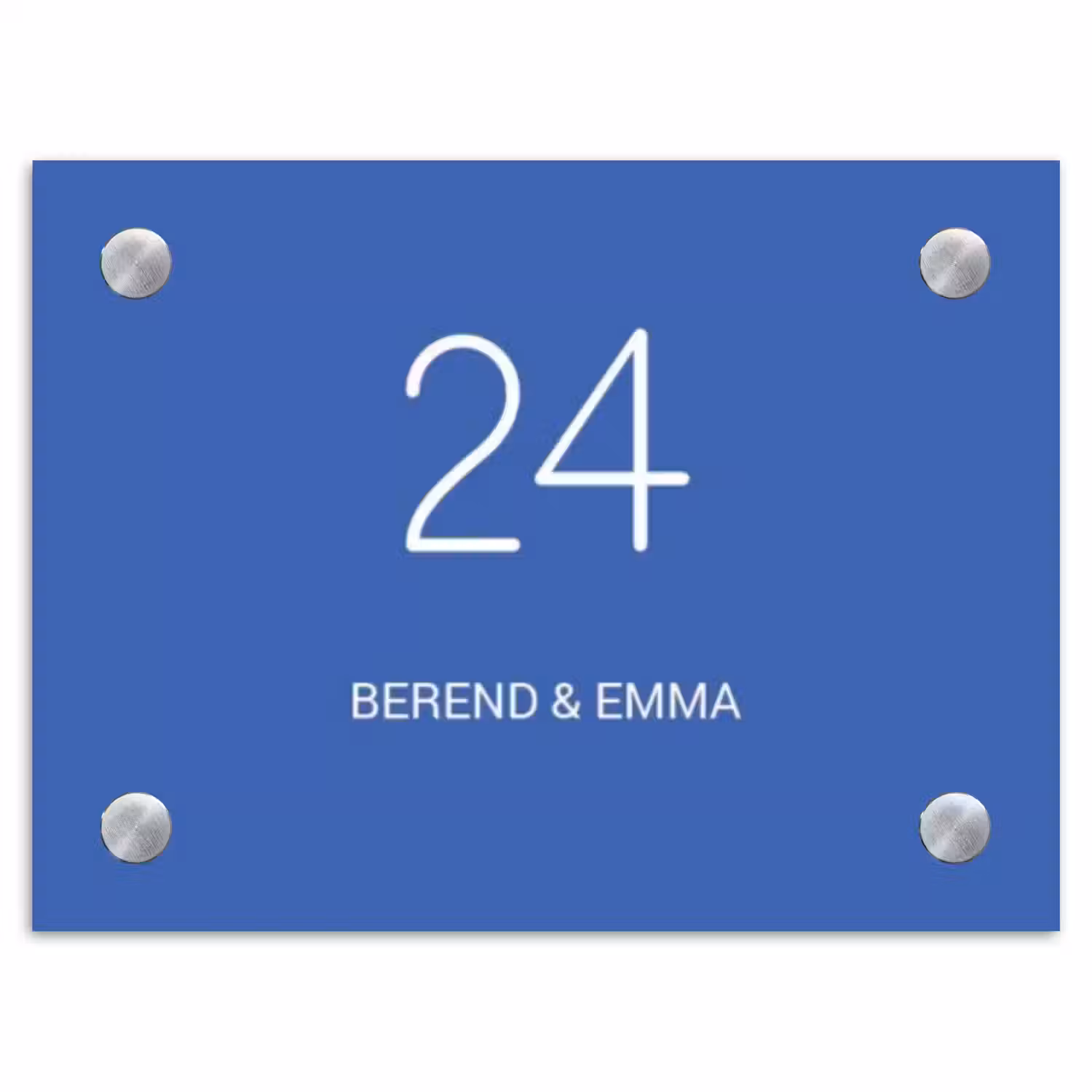 Kobaltblauw - Klassiek Naambord Rechthoek middel -3d