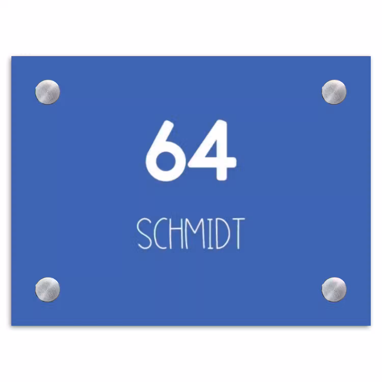 Kobaltblauw - Modern Naambord Rechthoek middel -3d
