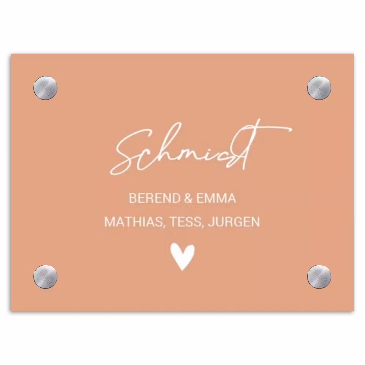 Zalmroze - Sierlijk Naambord Rechthoek middel -3d
