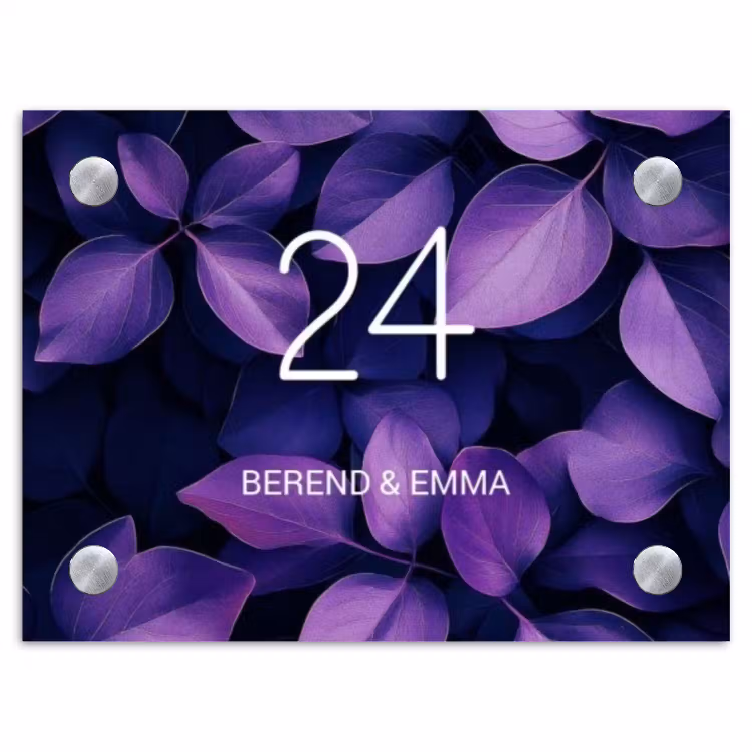 Paarse bladeren - Klassiek Naambord Rechthoek middel -3d