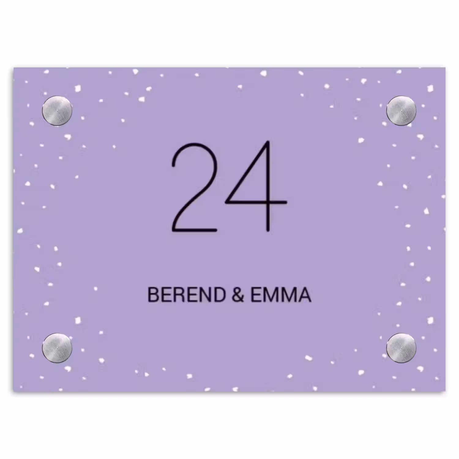 Paars met stippen - Klassiek Naambord Rechthoek middel -3d