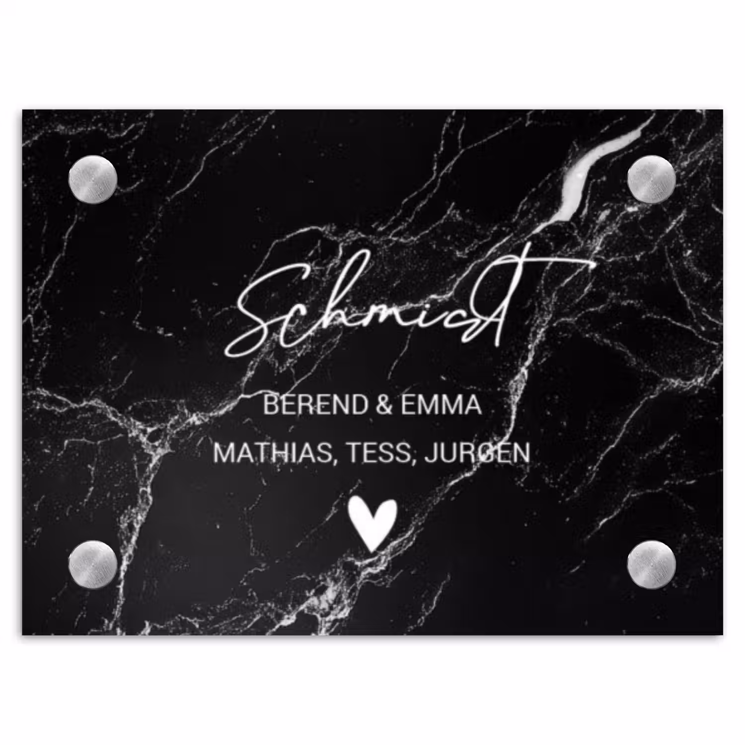 Marmer - Sierlijk Naambord Rechthoek middel -3d