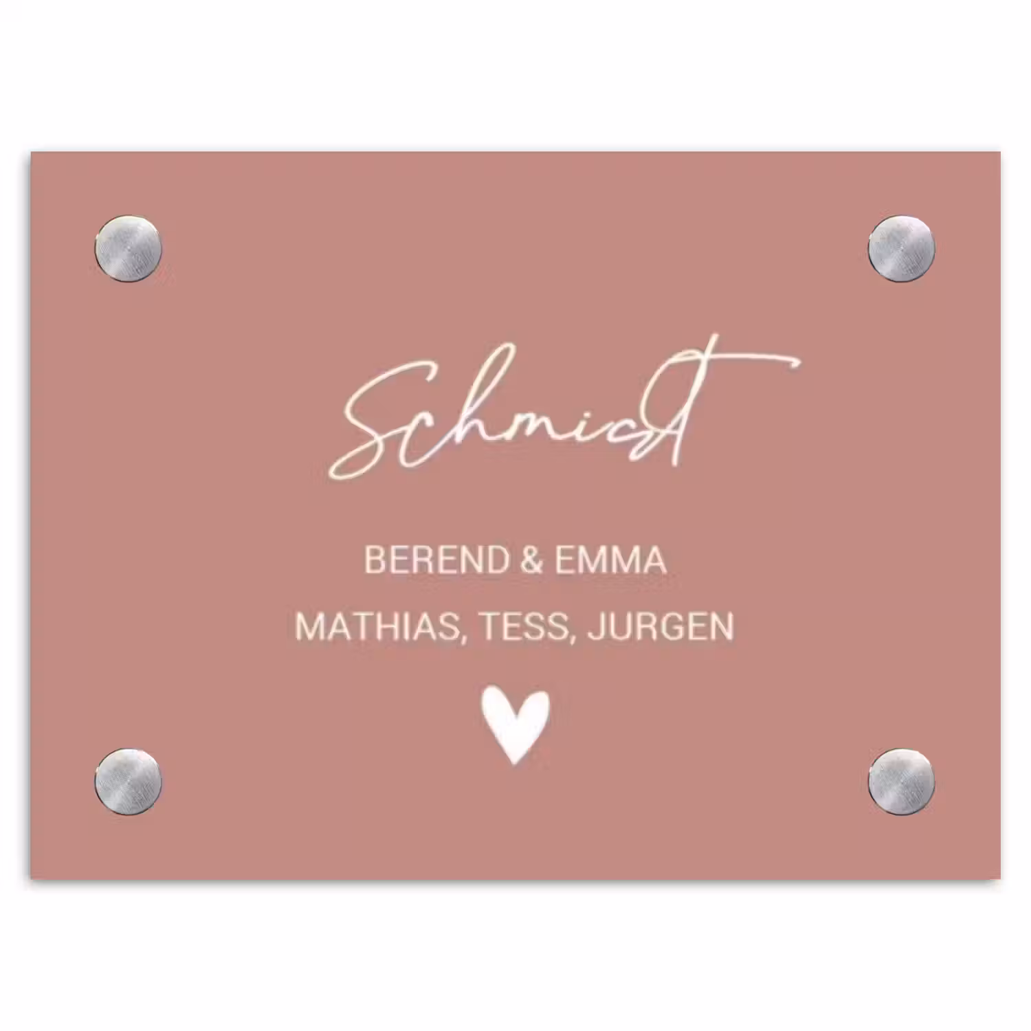 Effen oudroze - Sierlijk Naambord Rechthoek middel -3d