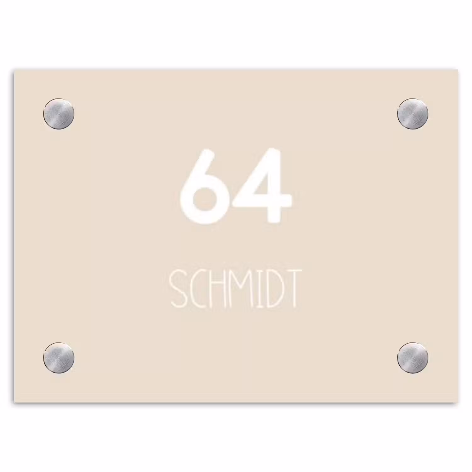 Effen - Beige - Modern Naambord Rechthoek middel -3d