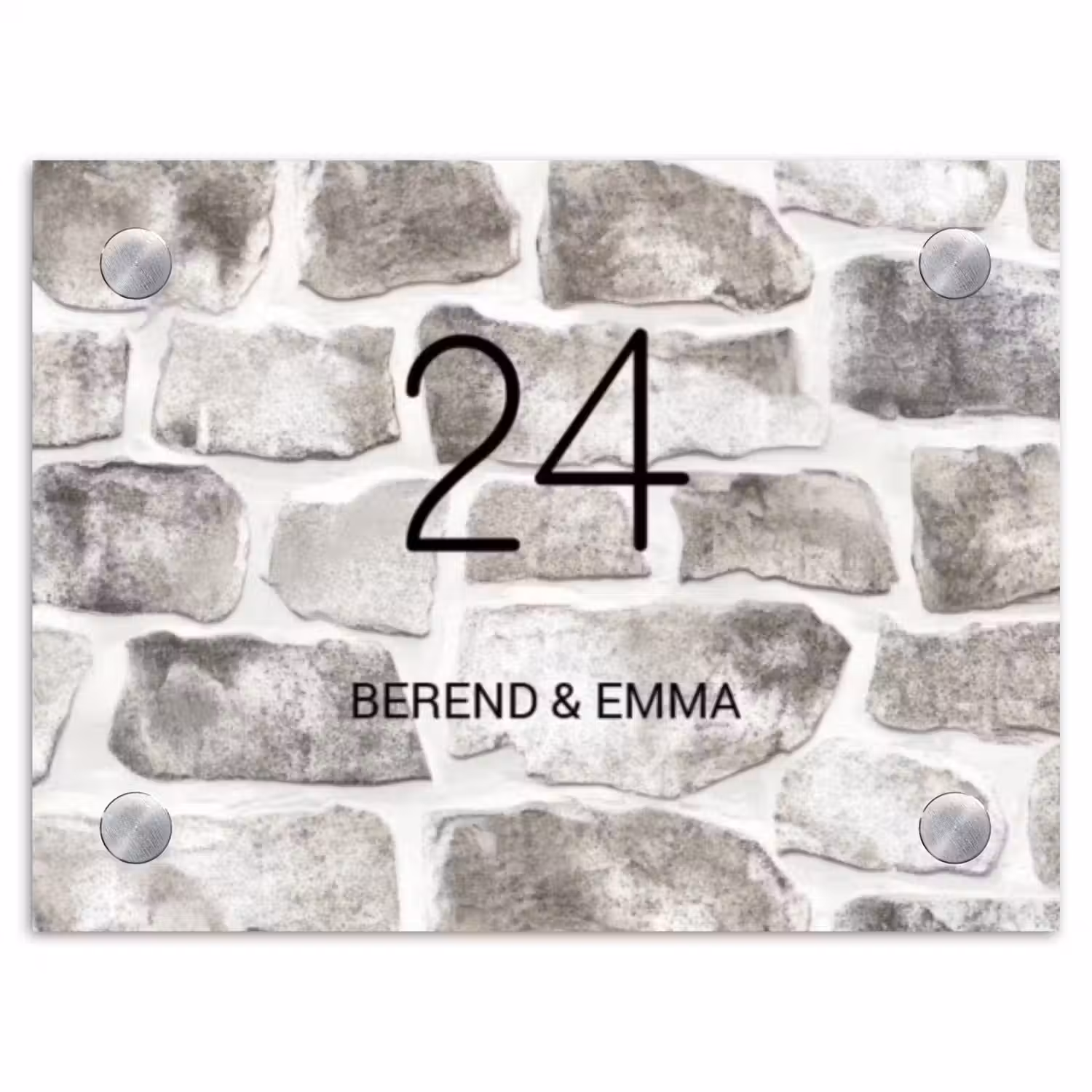 Natuurstenen - Klassiek Naambord Rechthoek middel -3d