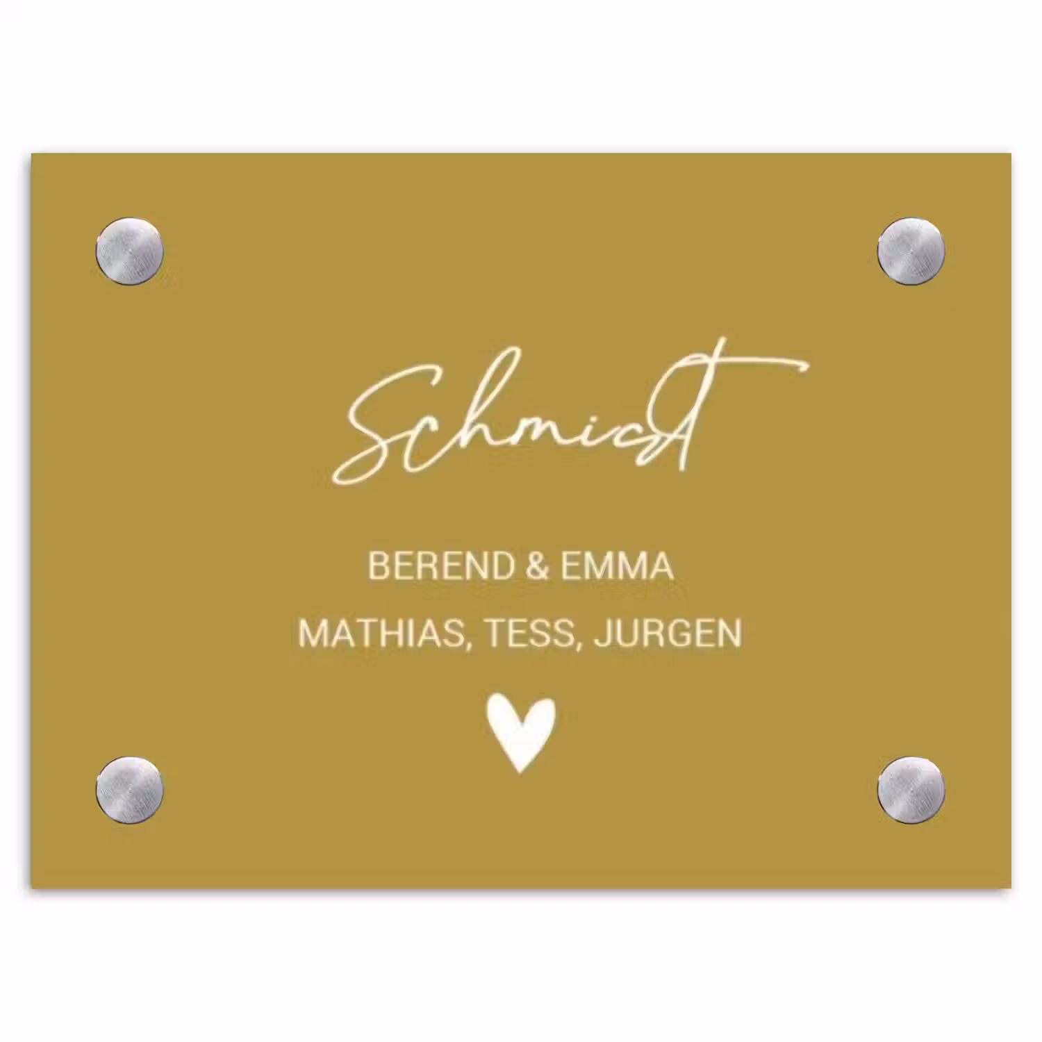 Okergeel - Sierlijk Naambord Rechthoek middel -3d