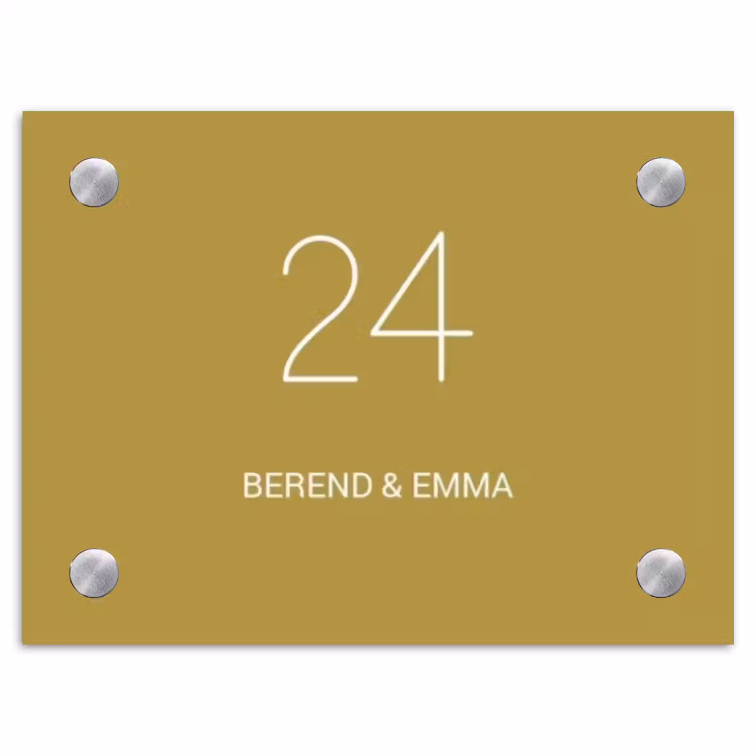 Okergeel - Klassiek Naambord Rechthoek middel -3d