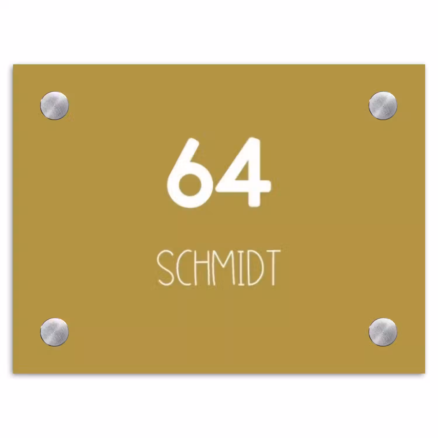 Okergeel - Modern Naambord Rechthoek middel -3d