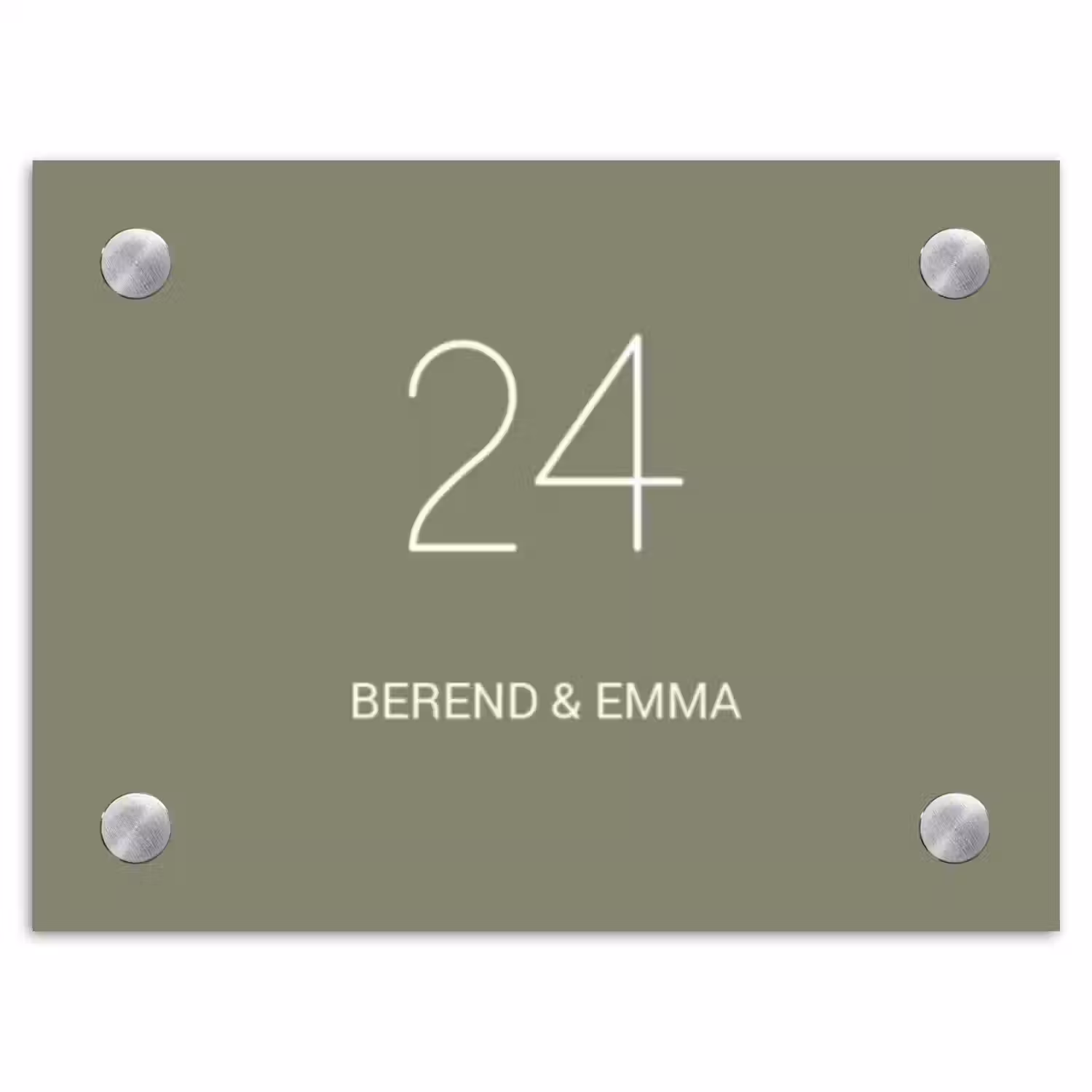 Olijfgroen - Klassiek Naambord Rechthoek middel -3d