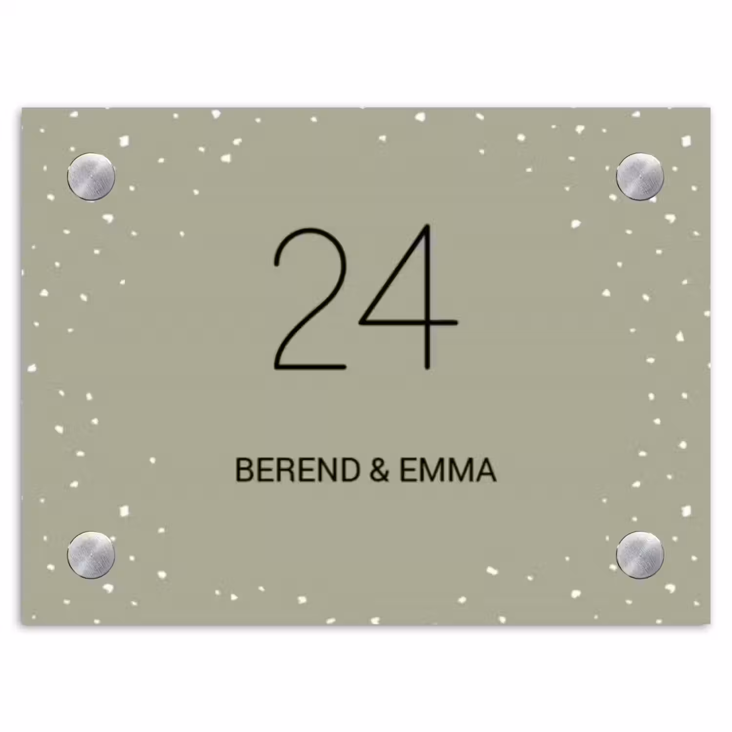 Olijfgroen met stippen - Klassiek Naambord Rechthoek middel -3d