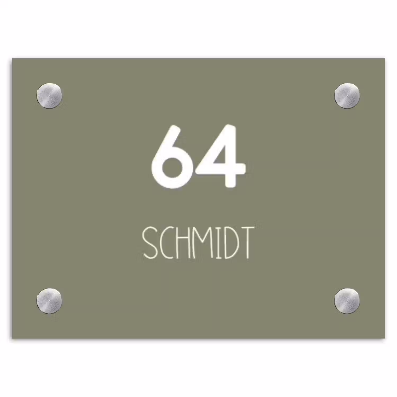 Olijfgroen - Modern Naambord Rechthoek middel -3d