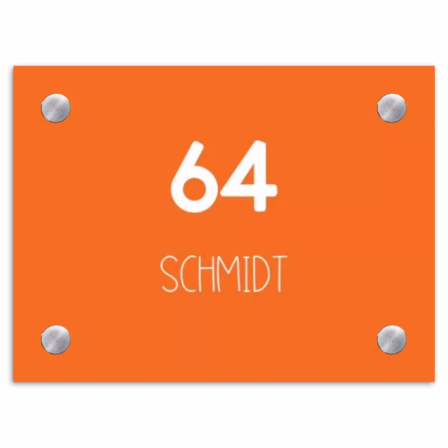 Oranje - Modern Naambord Rechthoek middel -3d