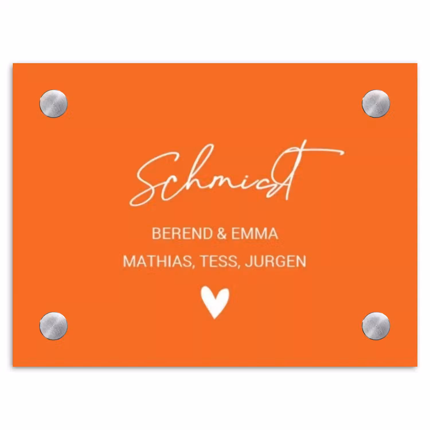 Oranje - Sierlijk Naambord Rechthoek middel -3d