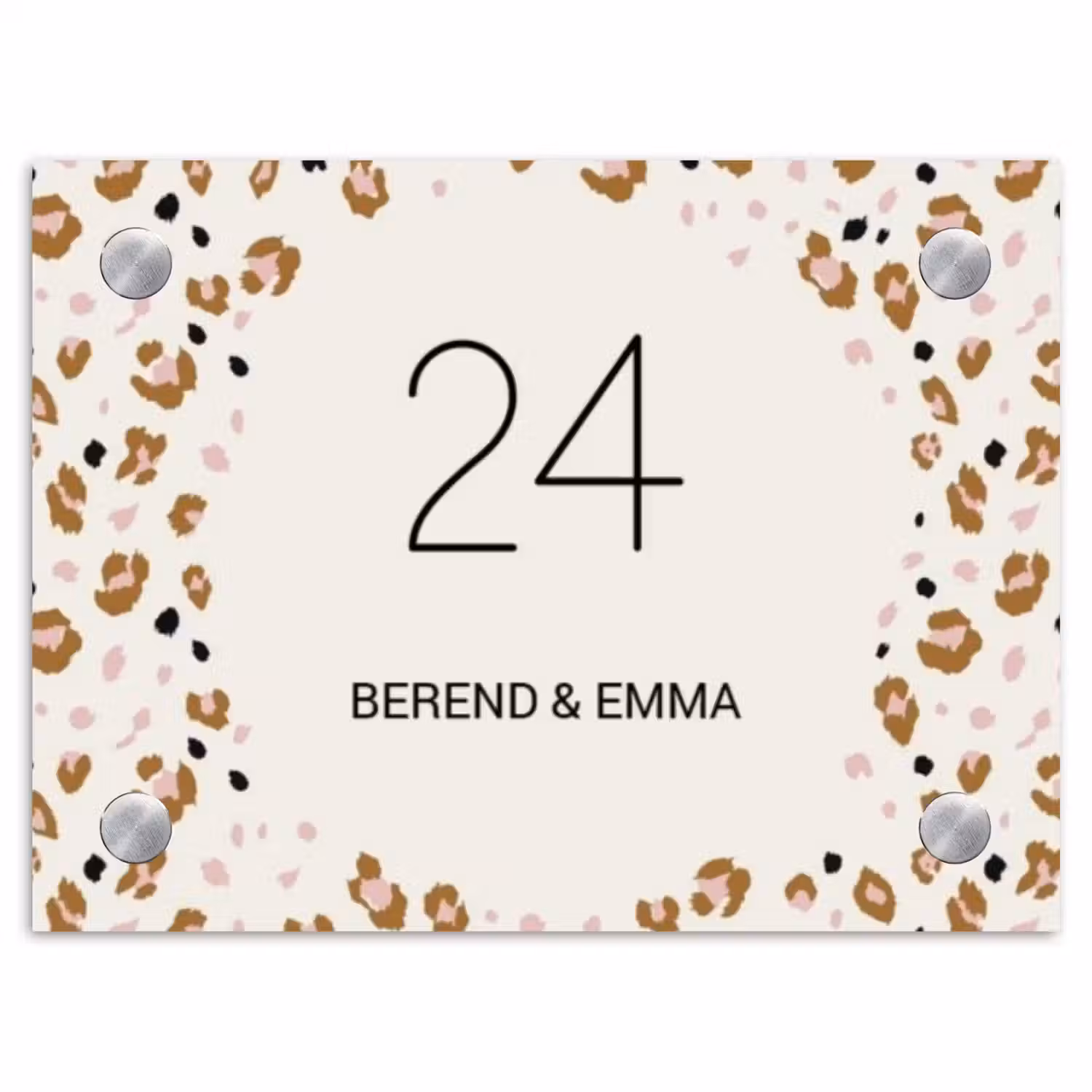 Panterprint rand - Klassiek Naambord Rechthoek middel -3d