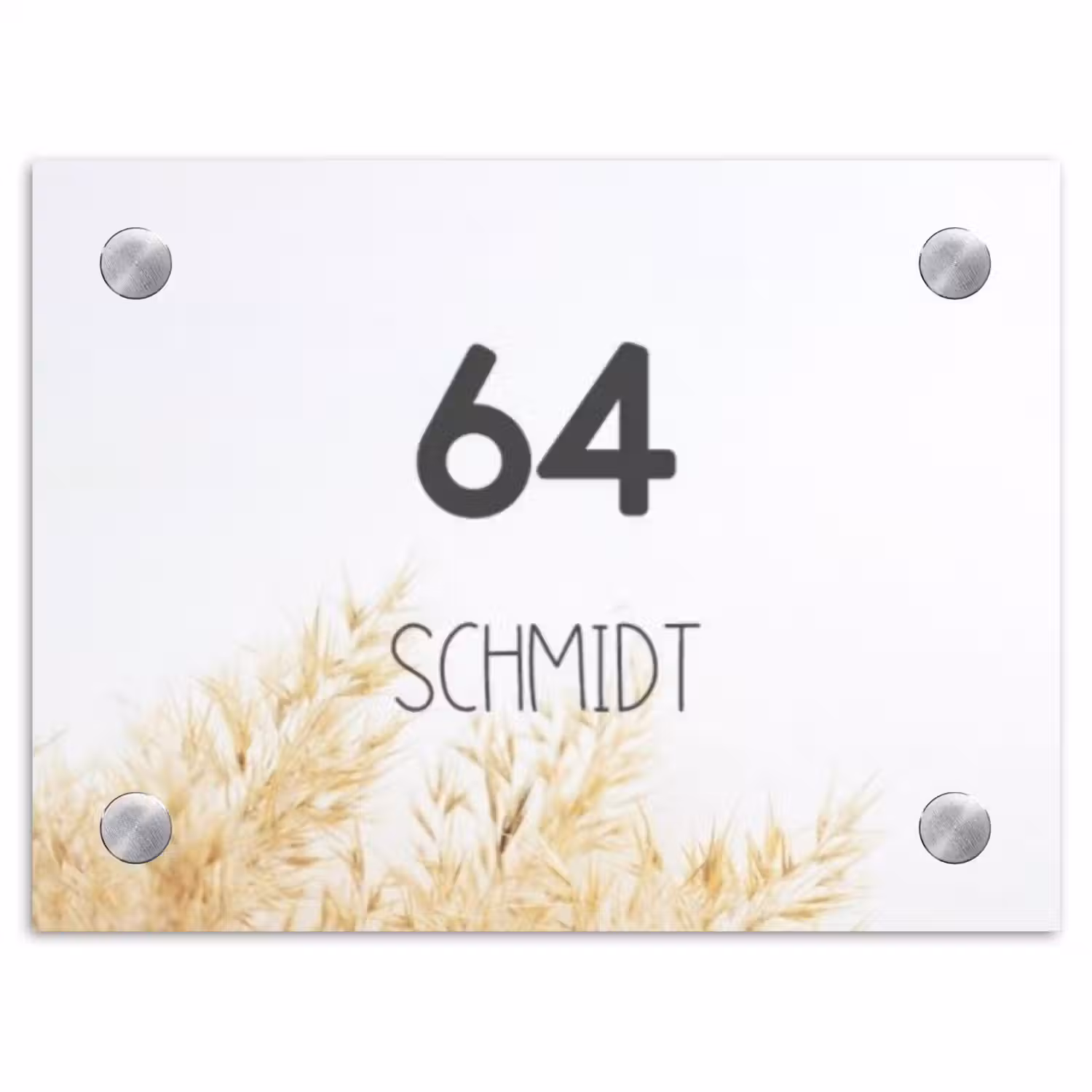 Pluimgras - Modern Naambord Rechthoek middel -3d