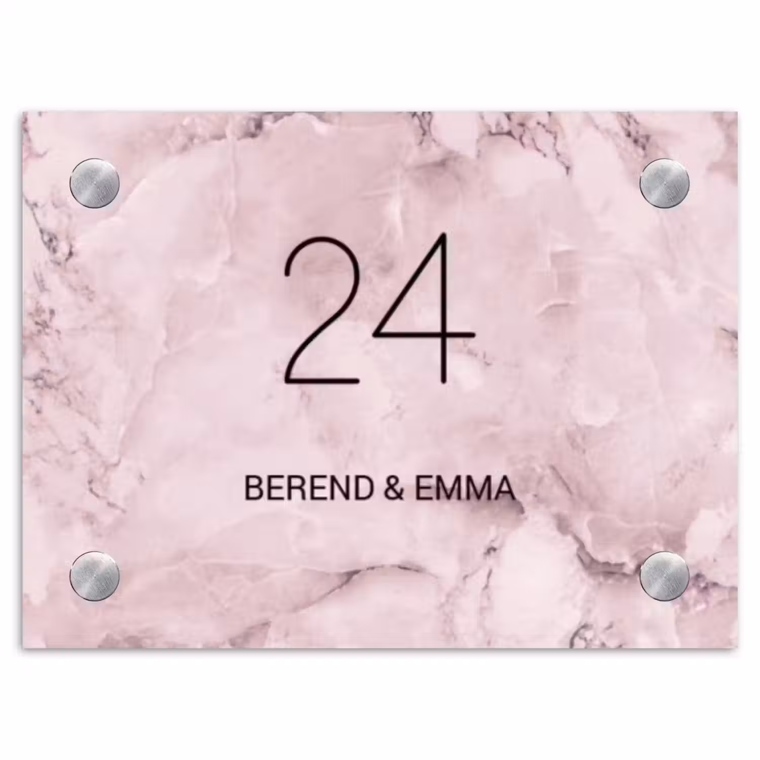 Roze marmer - Klassiek Naambord Rechthoek middel -3d