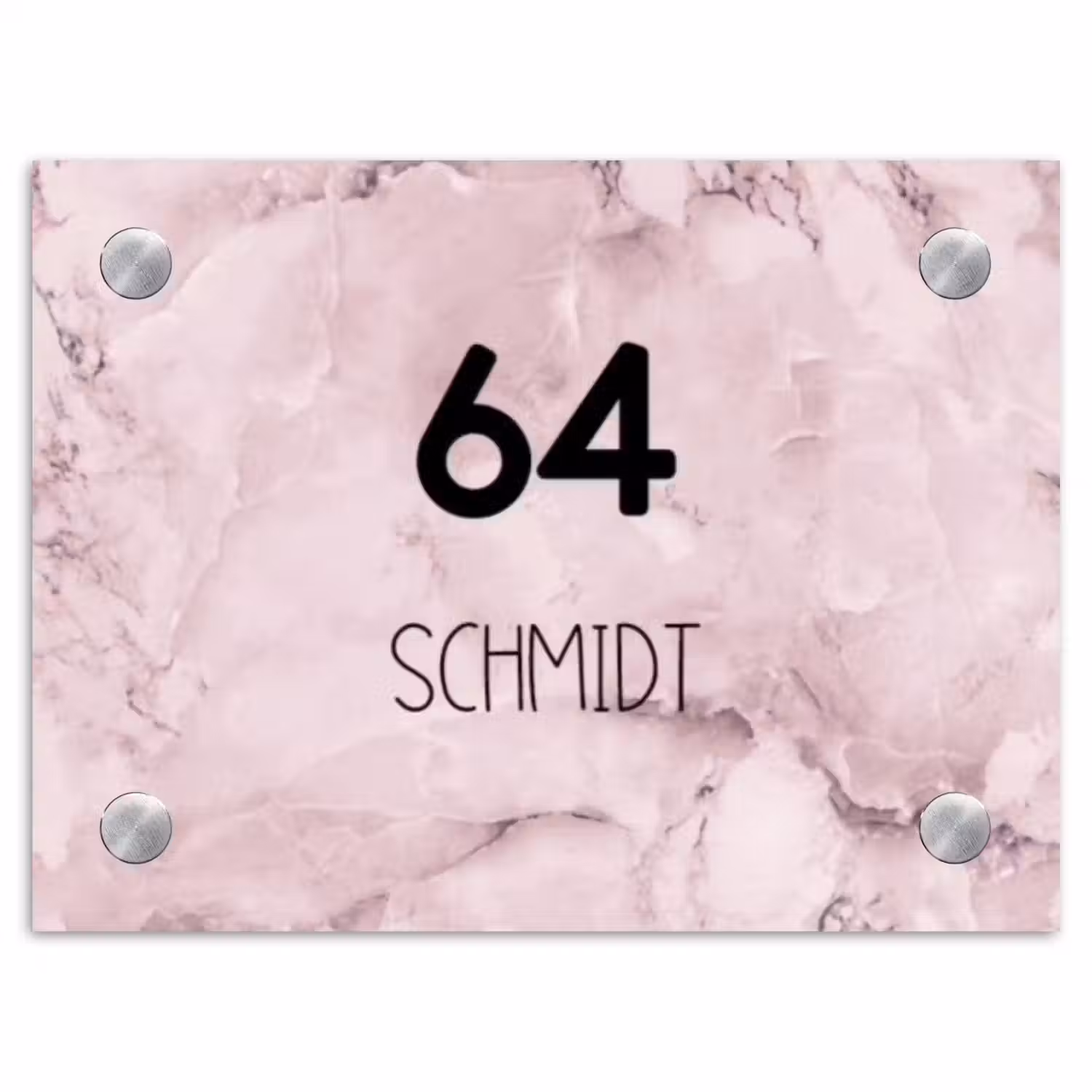 Roze marmer - Modern Naambord Rechthoek middel -3d