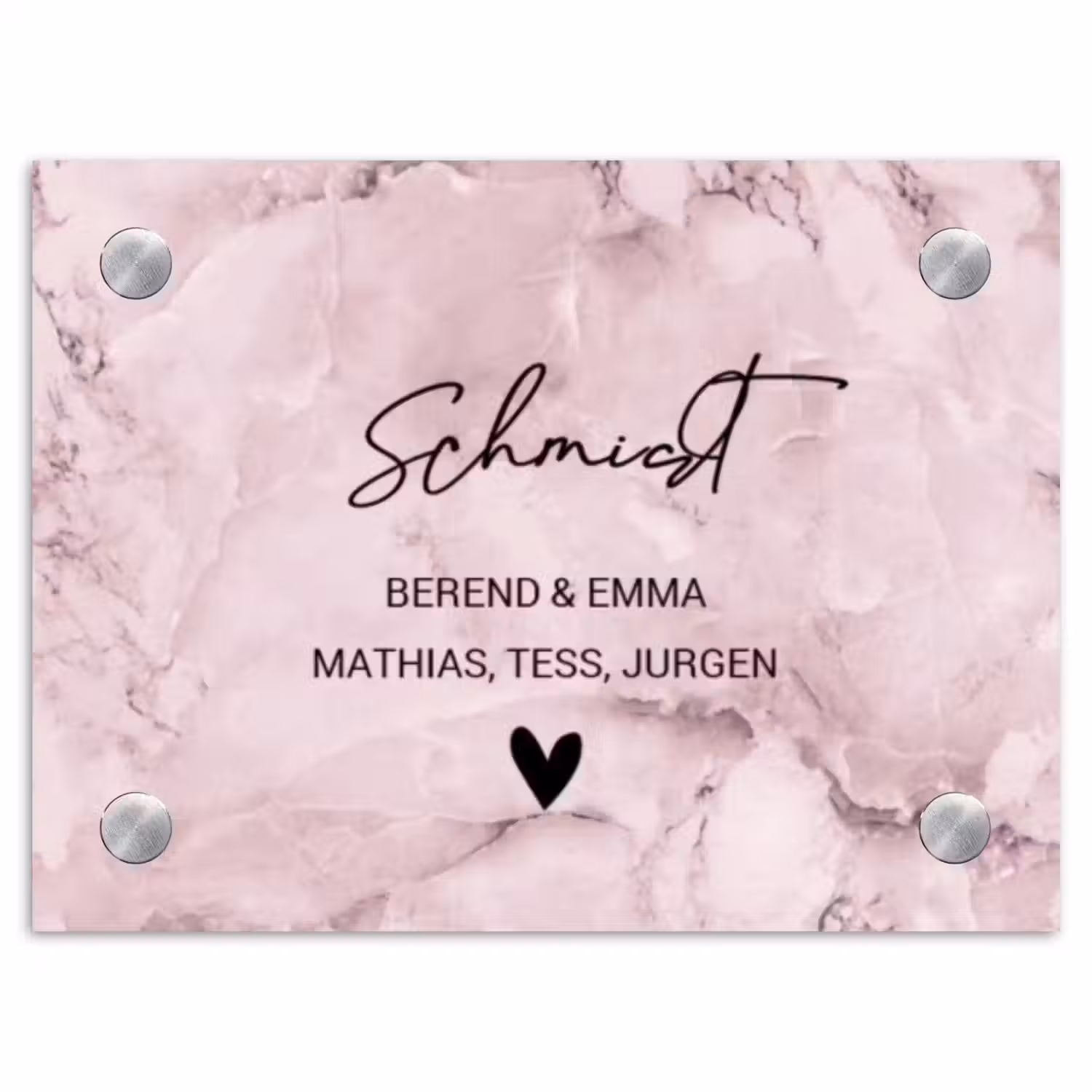 Roze marmer - Sierlijk Naambord Rechthoek middel -3d
