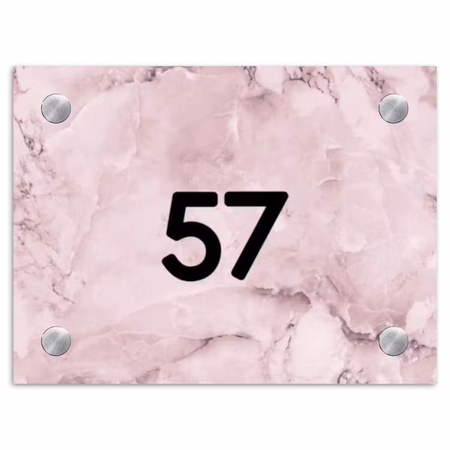 Roze marmer - Traditioneel Naambord Rechthoek middel -3d