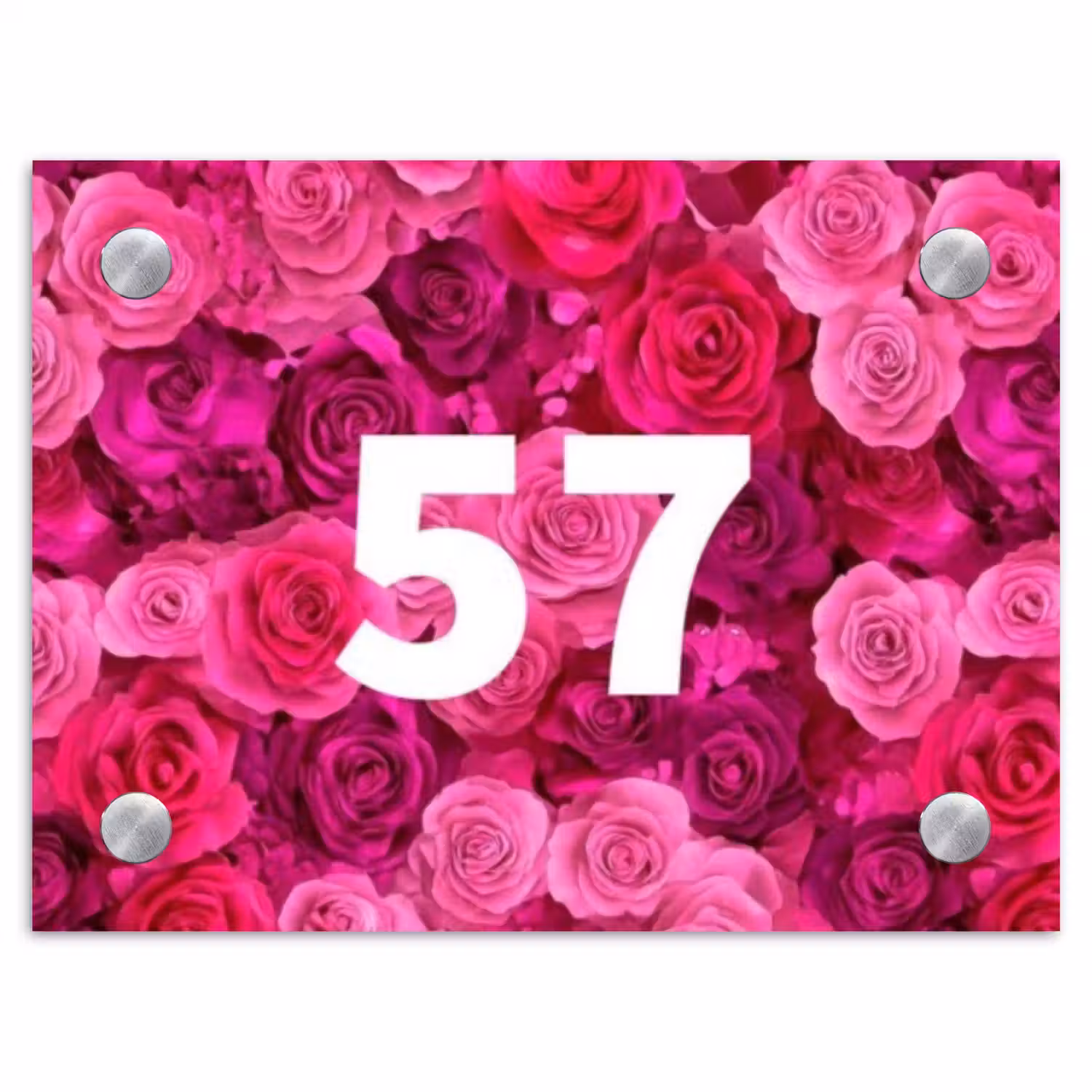 Roze rozen - Traditioneel Naambord Rechthoek middel -3d