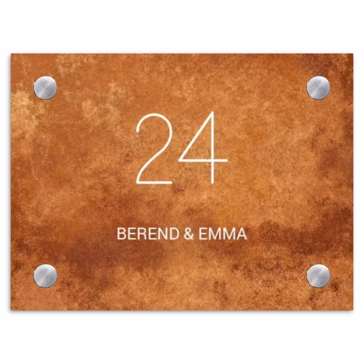 Roest - Klassiek Naambord Rechthoek middel -3d