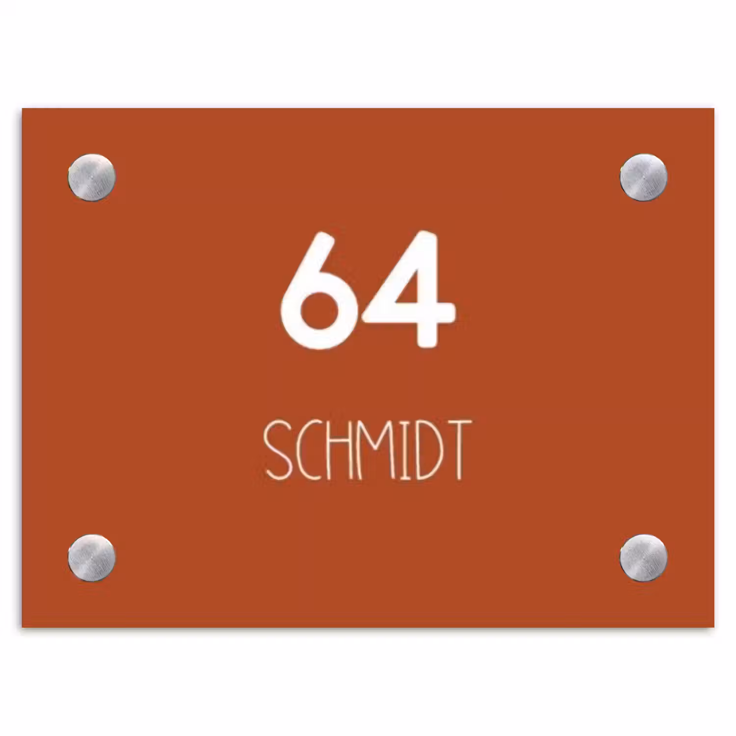 Roestbruin - Modern Naambord Rechthoek middel -3d
