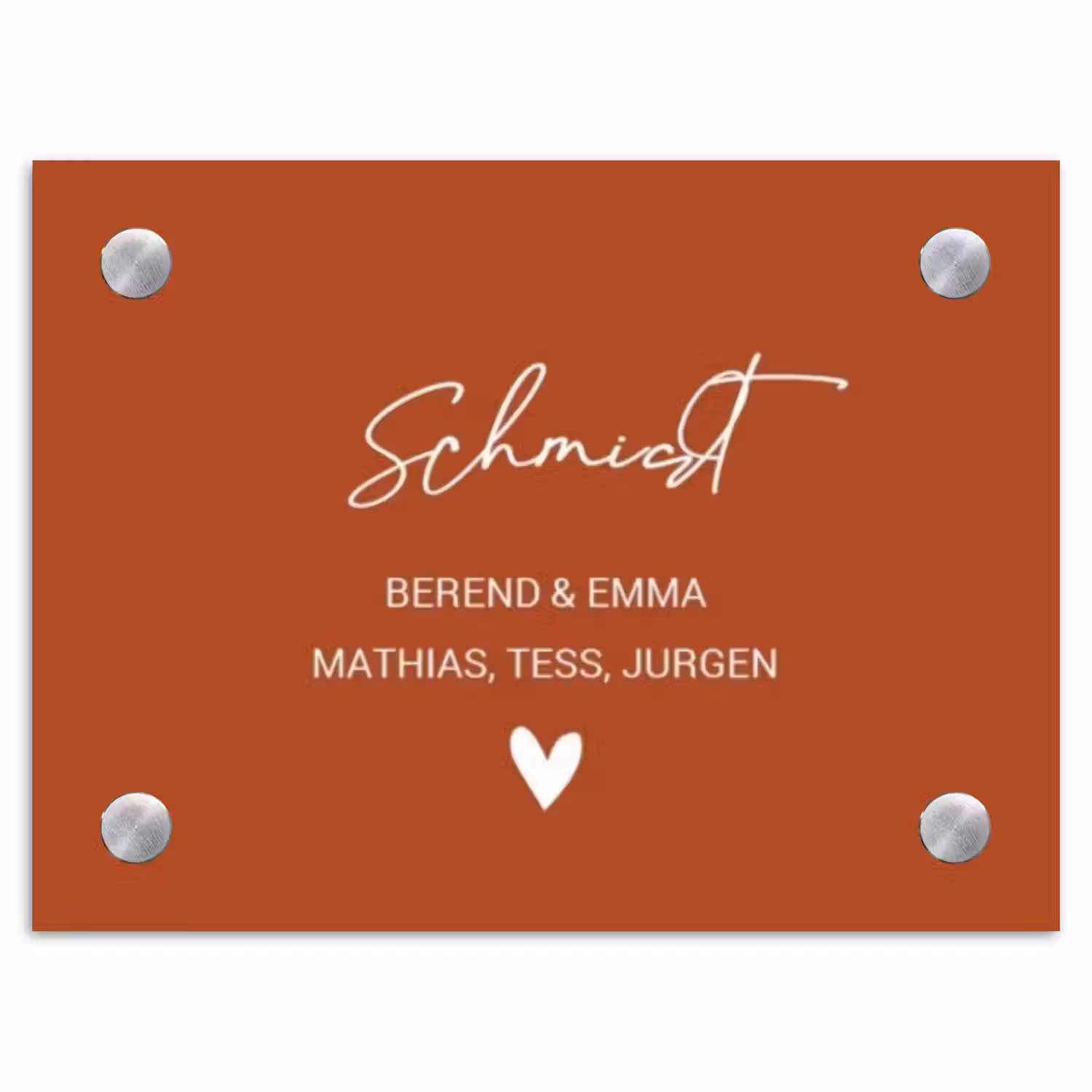 Roestbruin - Sierlijk Naambord Rechthoek middel -3d