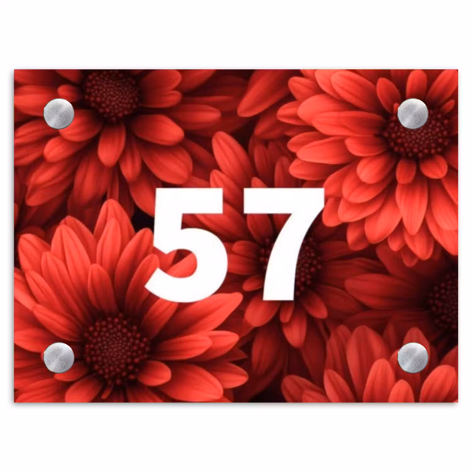 Rode bloemen - Traditioneel Naambord Rechthoek middel -3d