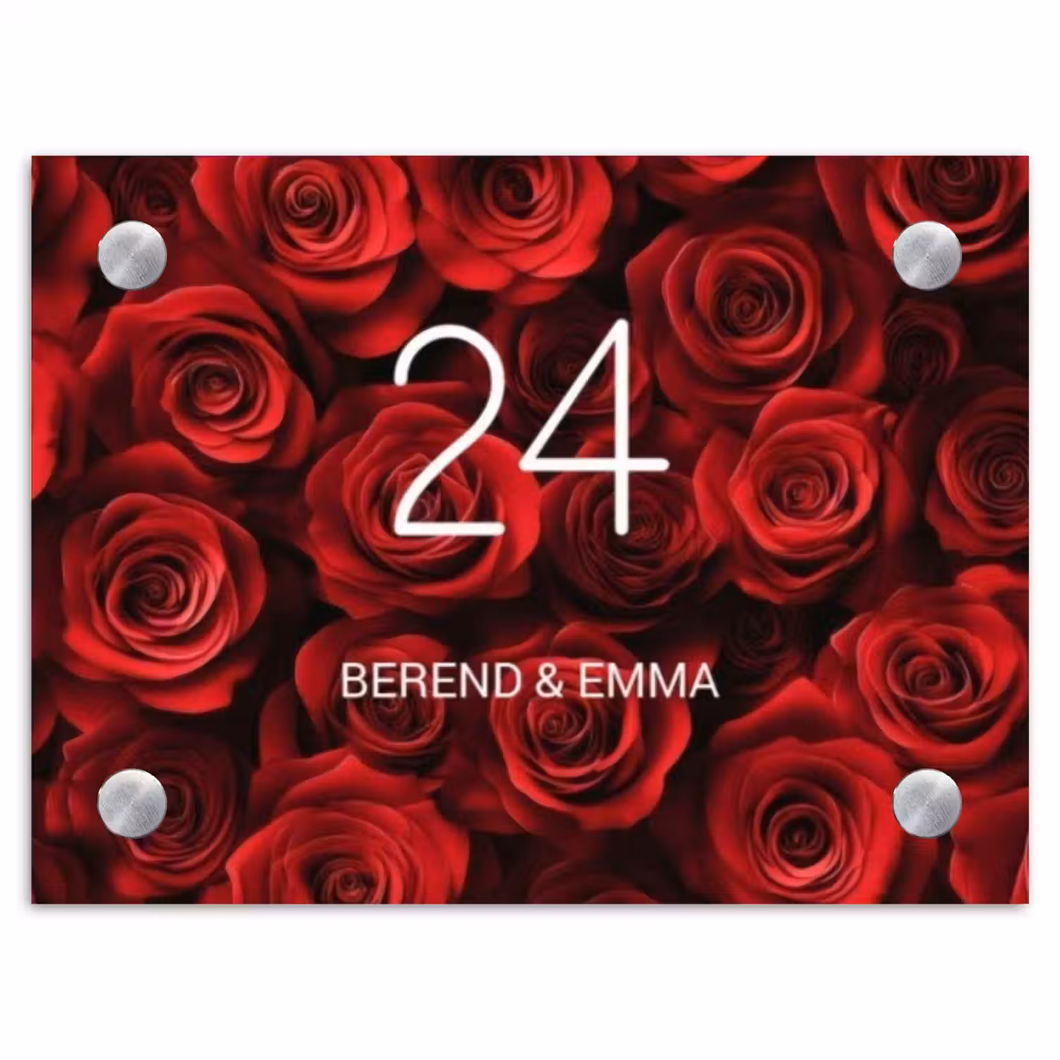 Rode rozen - Klassiek Naambord Rechthoek middel -3d