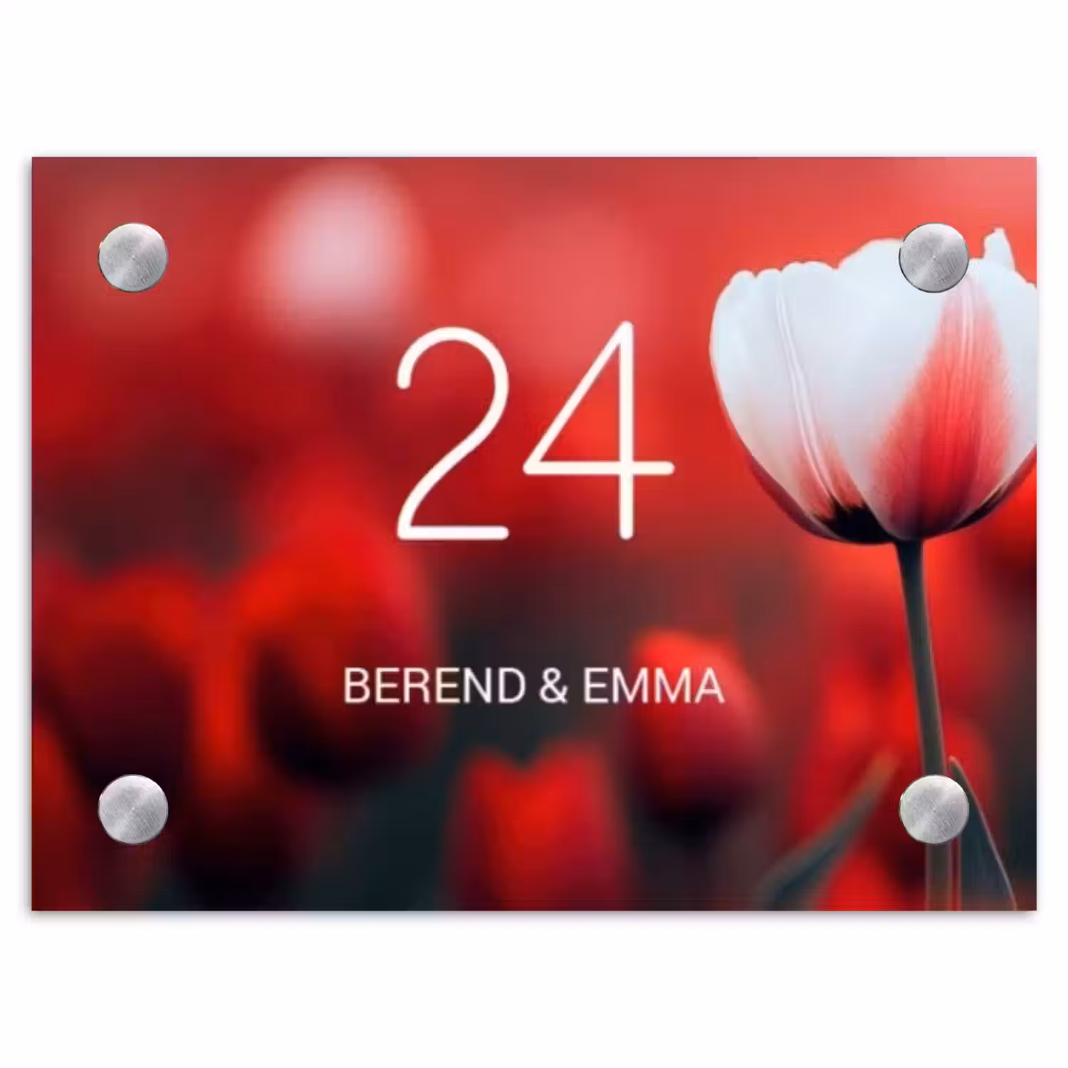 Rode tulpen - Klassiek Naambord Rechthoek middel -3d