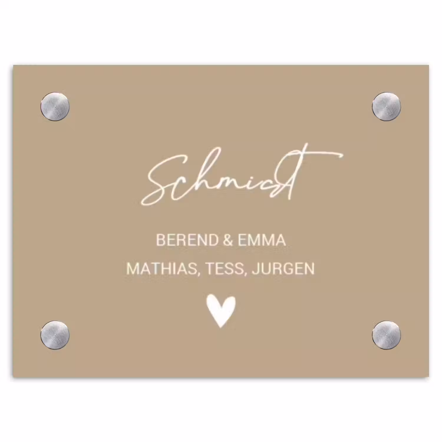 Zandkleur - Sierlijk Naambord Rechthoek middel -3d