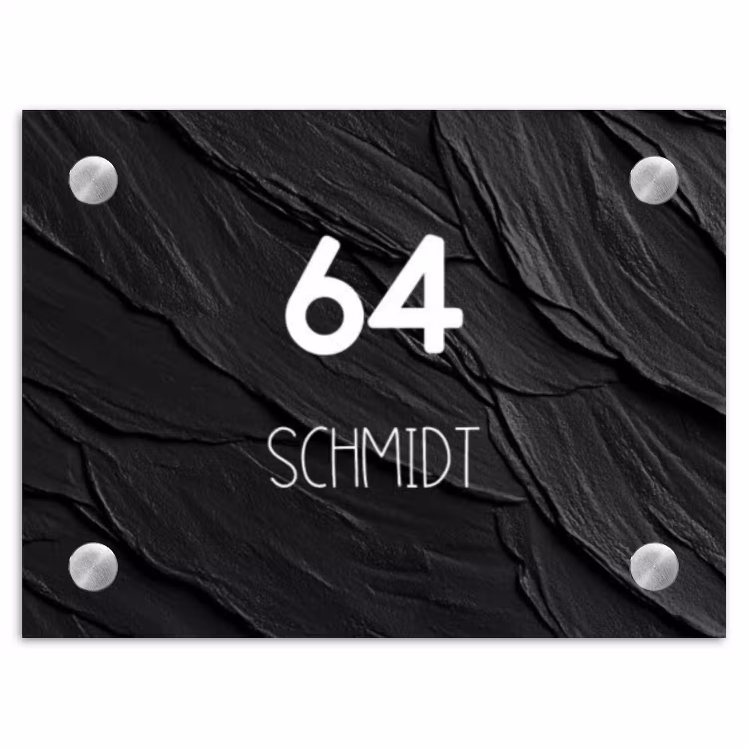Leisteen - Modern Naambord Rechthoek middel -3d