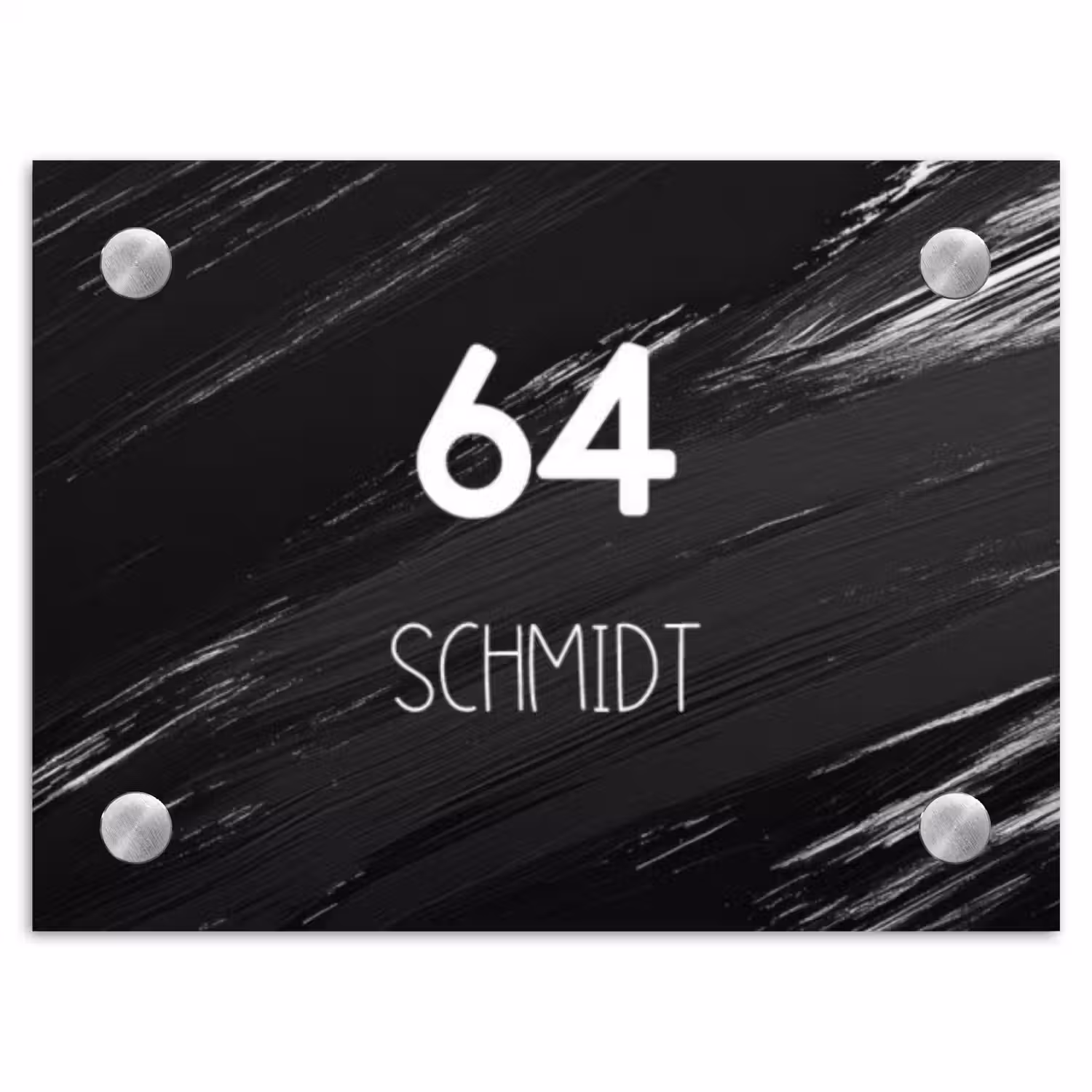 Zwarte verftextuur - Modern Naambord Rechthoek middel -3d