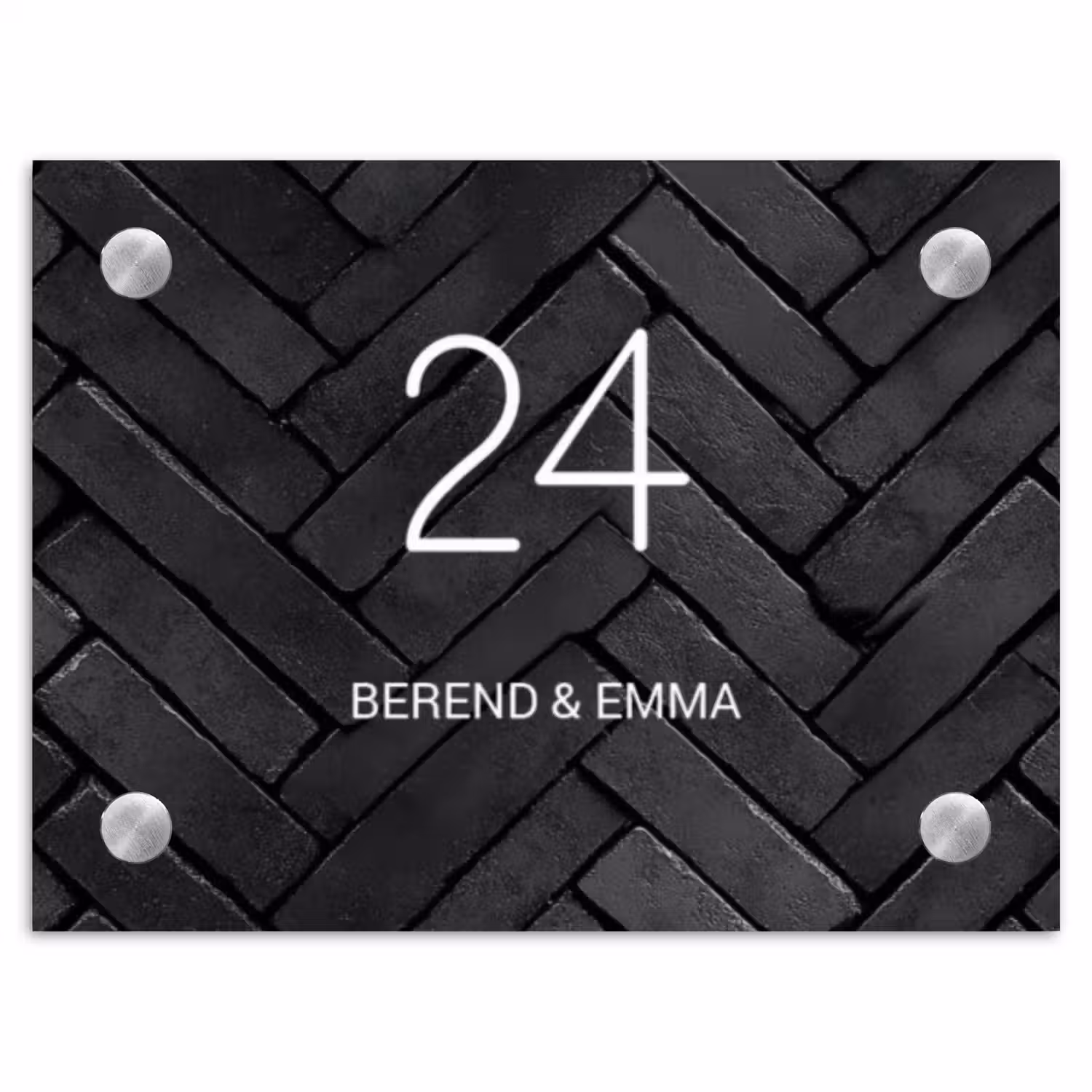 Zwarte tegels - Klassiek Naambord Rechthoek middel -3d