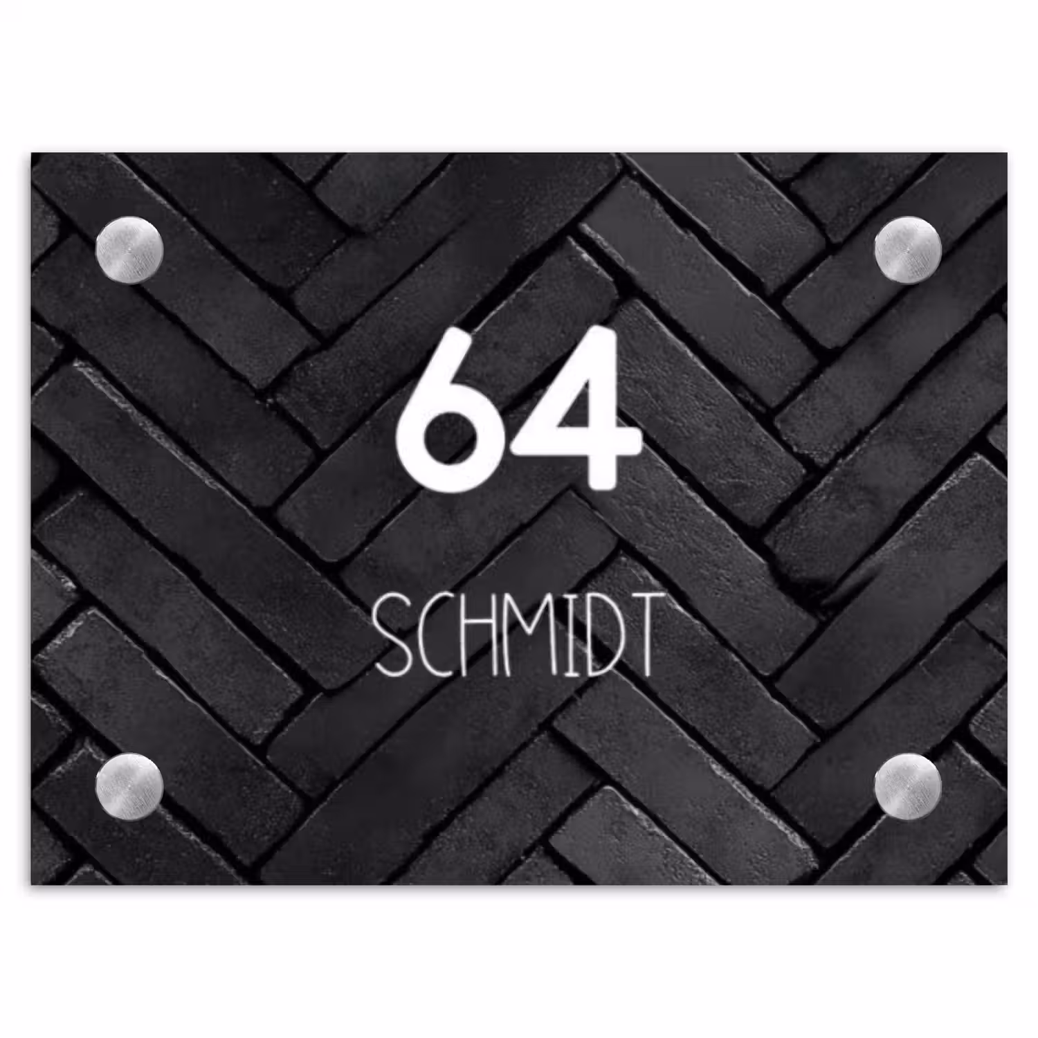 Zwarte tegels - Modern Naambord Rechthoek middel -3d