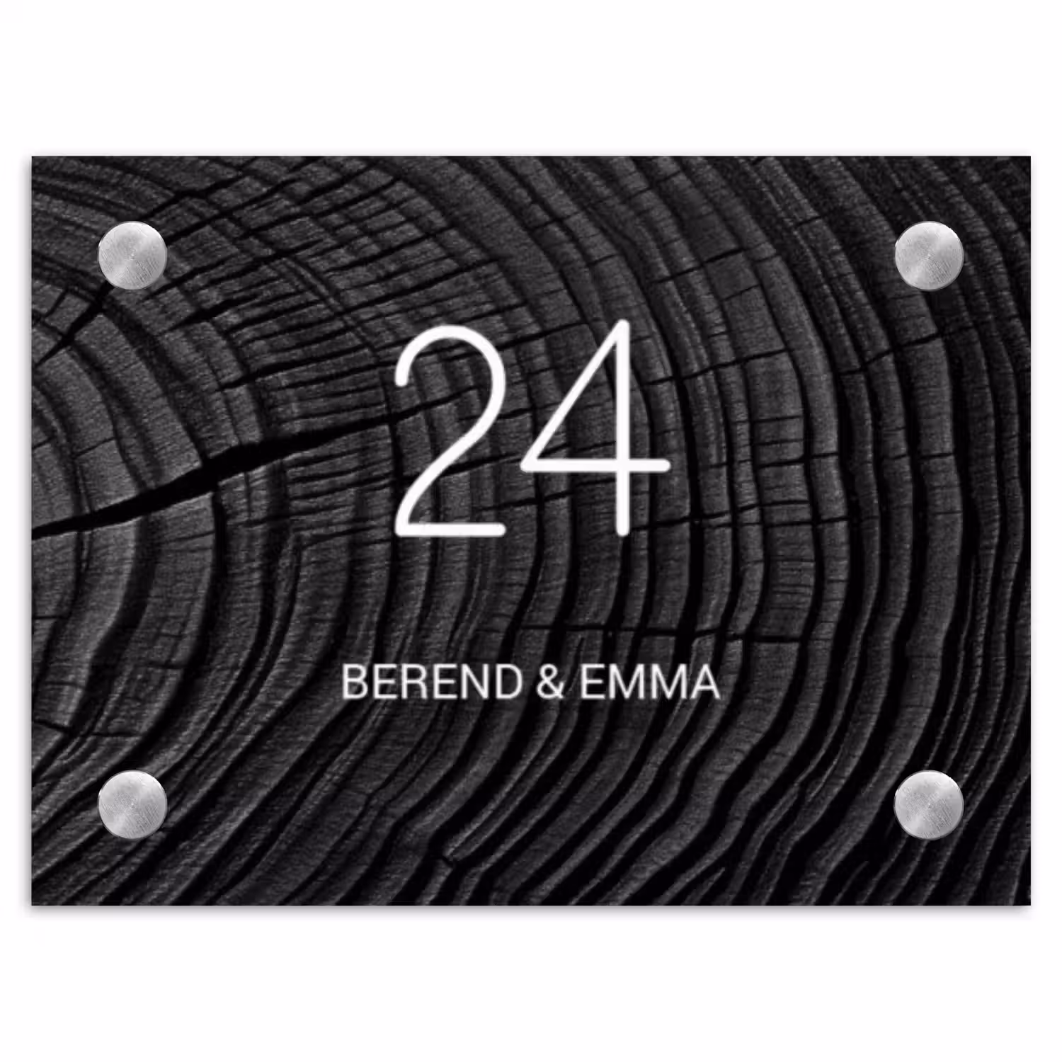 Zwart houtnerf - Klassiek Naambord Rechthoek middel -3d