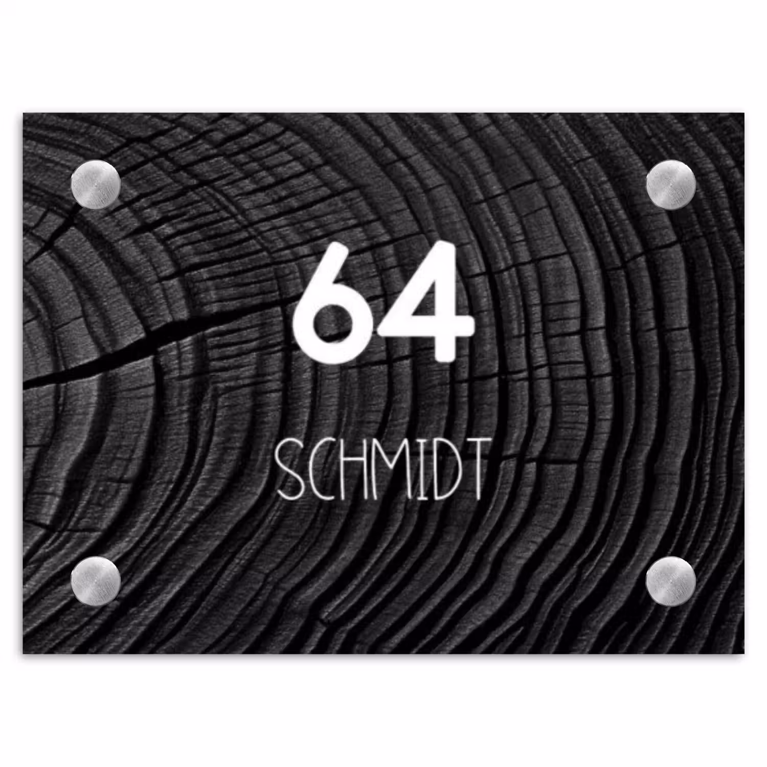 Zwart houtnerf - Modern Naambord Rechthoek middel -3d