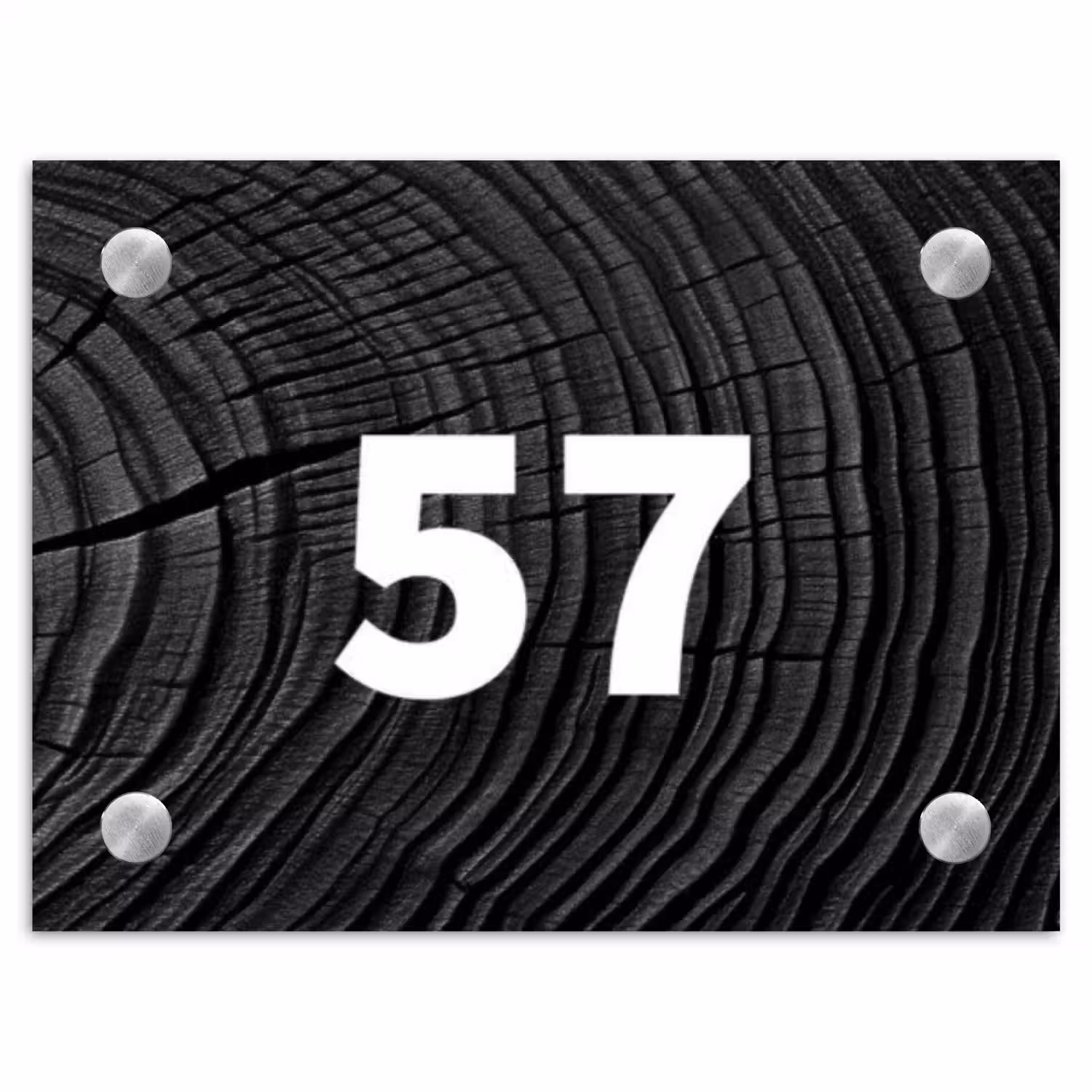Zwart houtnerf - Traditioneel Naambord Rechthoek middel -3d