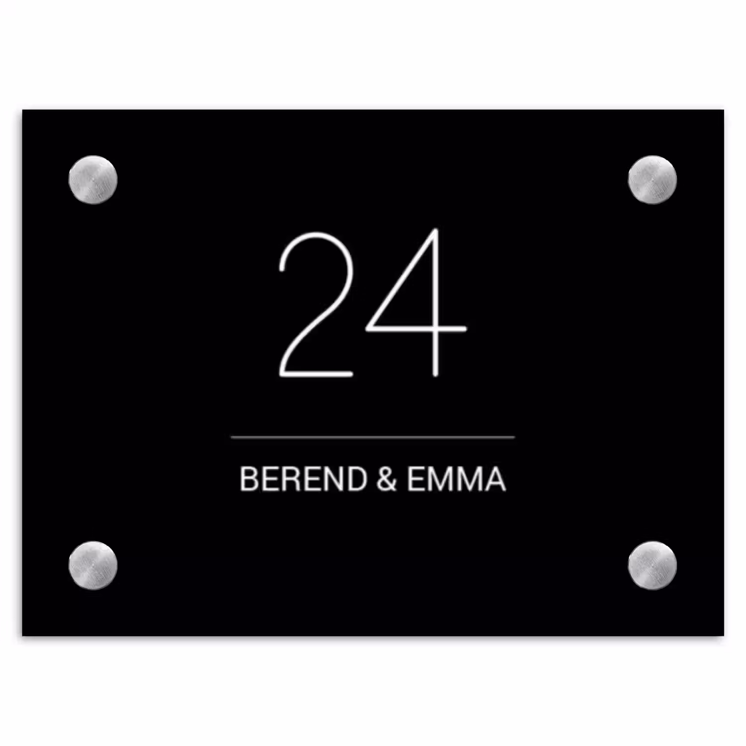 Zwart vlak - Klassiek Naambord Rechthoek middel -3d