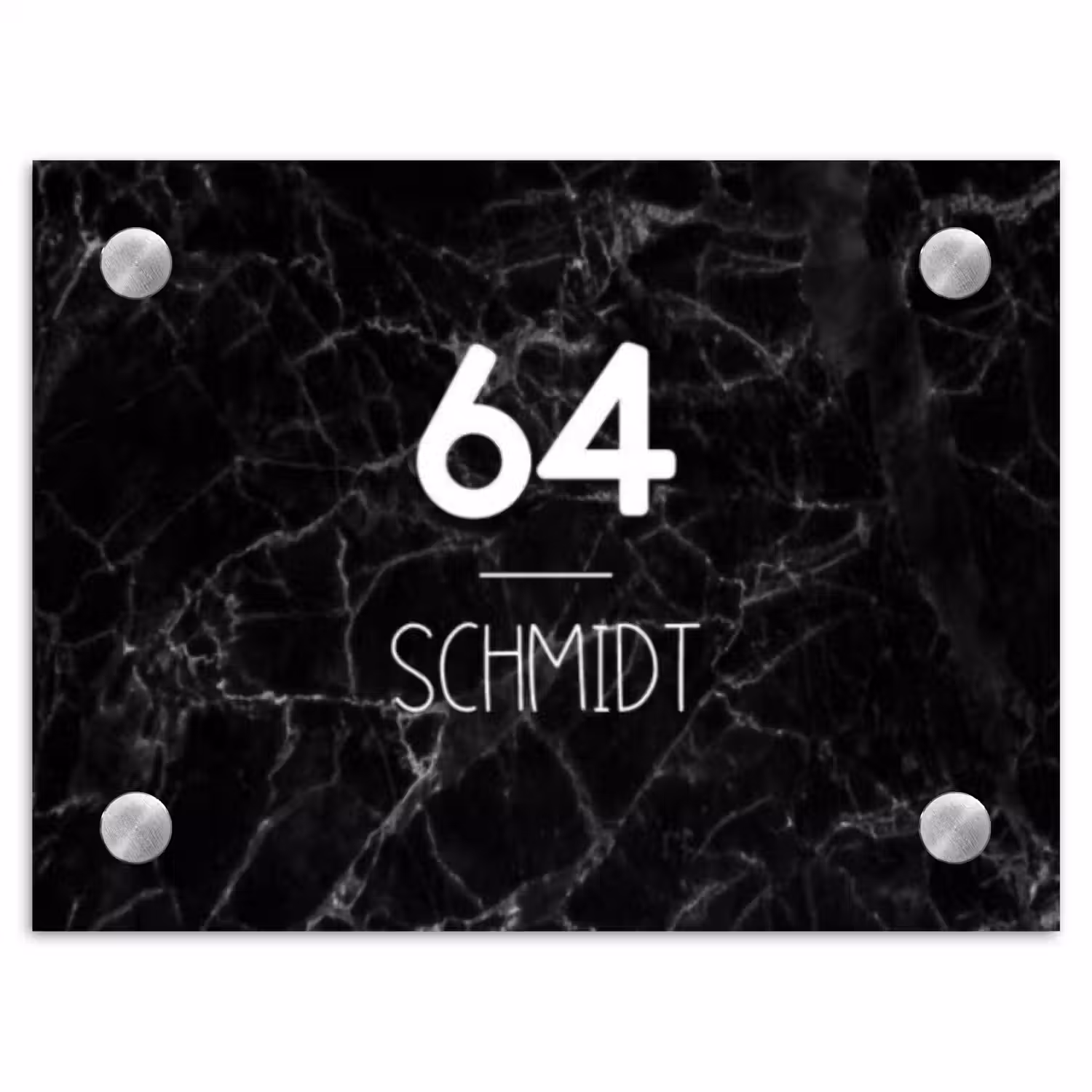 Zwarte marmer - Modern Naambord Rechthoek middel -3d