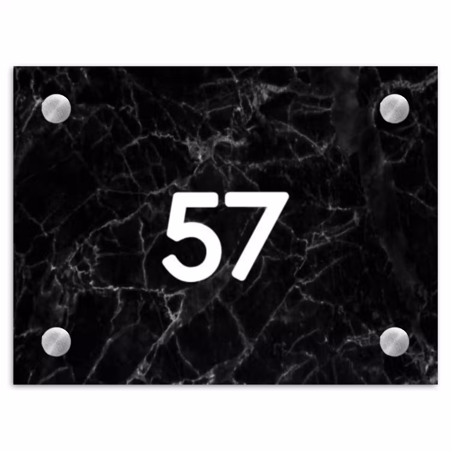 Zwarte marmer - Traditioneel Naambord Rechthoek middel -3d