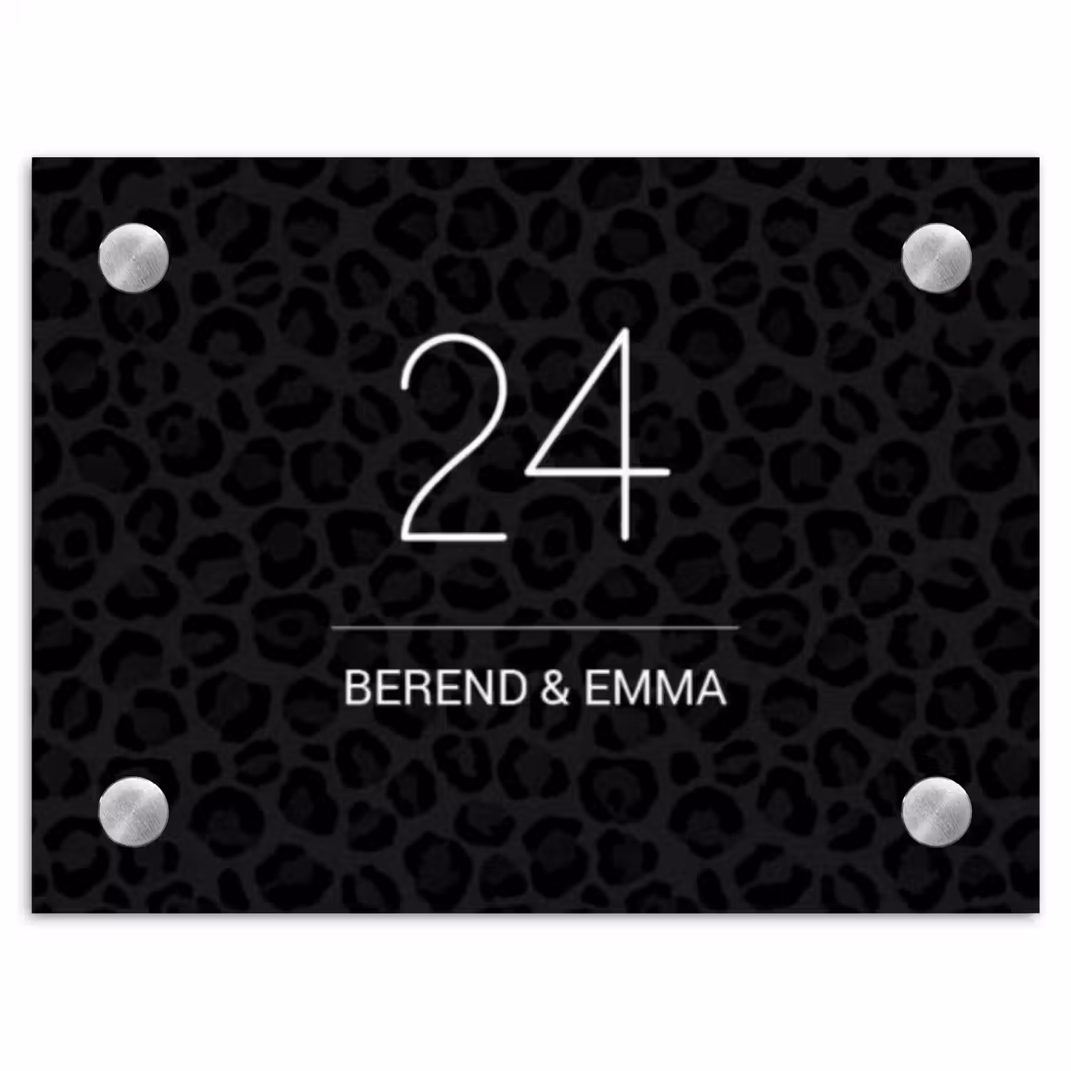 Zwart panterprint - Klassiek Naambord Rechthoek middel -3d