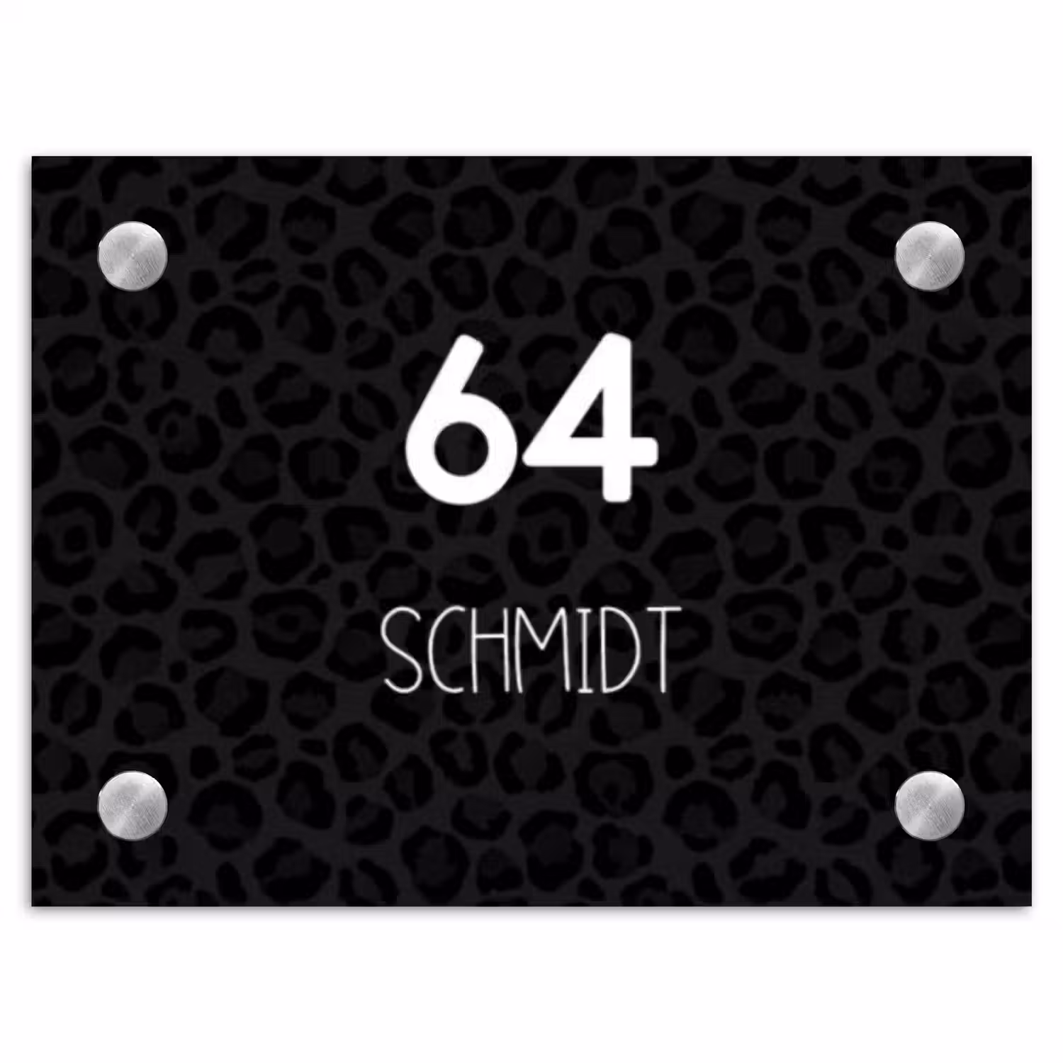 Zwart panterprint - Modern Naambord Rechthoek middel -3d