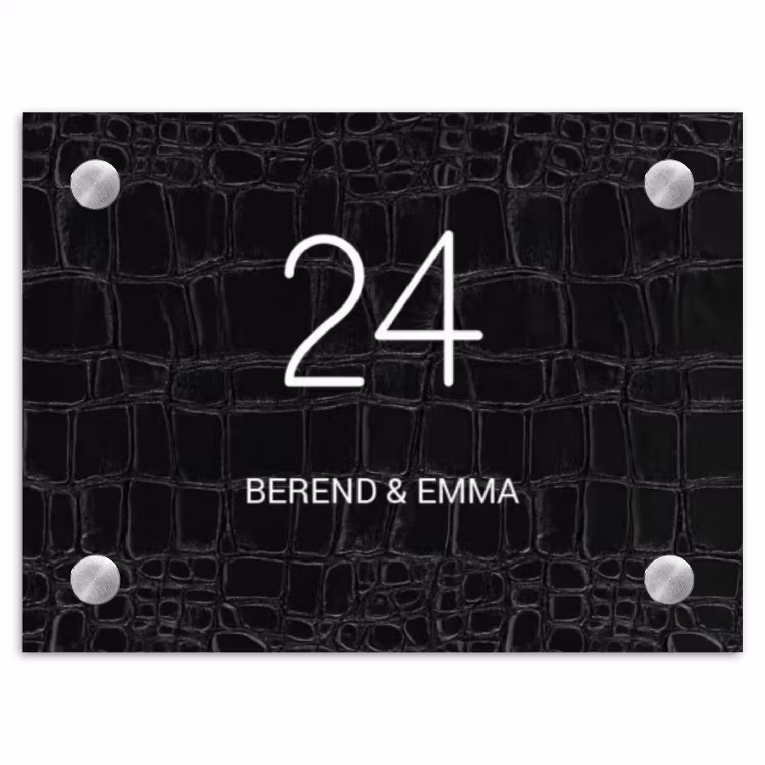 Zwart krokodillenleertextuur - Klassiek Naambord Rechthoek middel -3d